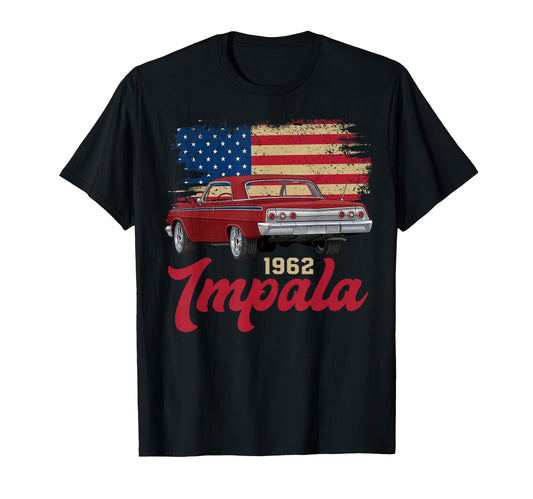 1962 62 Impala Old School Muscle Car T-Shirt - Novelty Apparel for Adults - T-Shirt, Sweatshirt, Hoodie