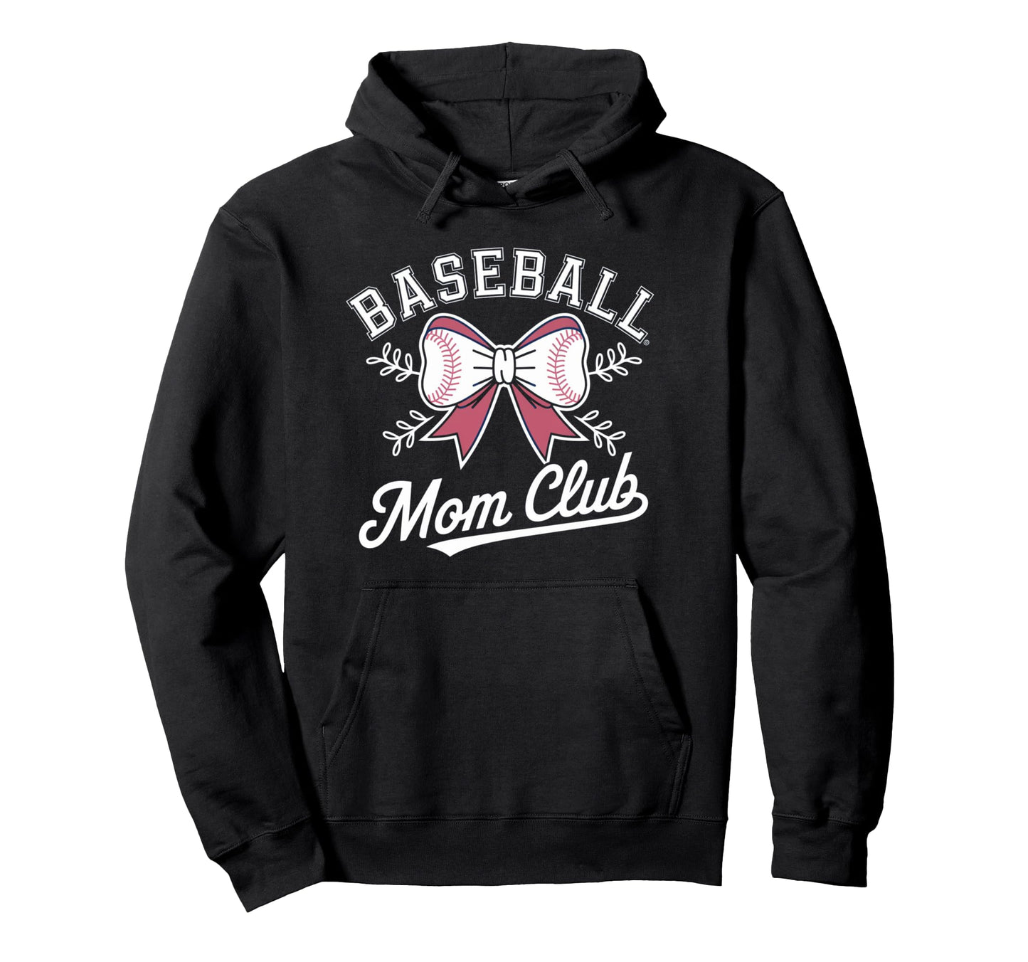 Baseball Mom Bow Club Family Hoodie - Minimalist Print for Adults - T-Shirt, Sweatshirt, Hoodie