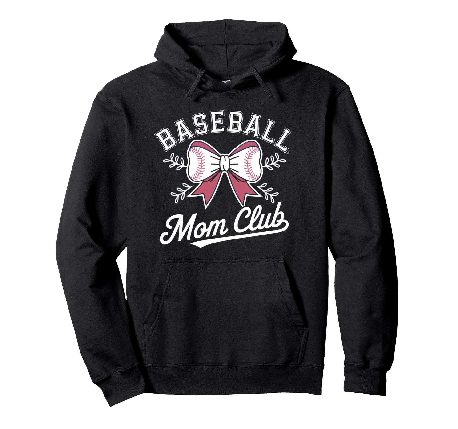 Baseball Mom Bow Club Family Hoodie - Minimalist Print for Adults - T-Shirt, Sweatshirt, Hoodie