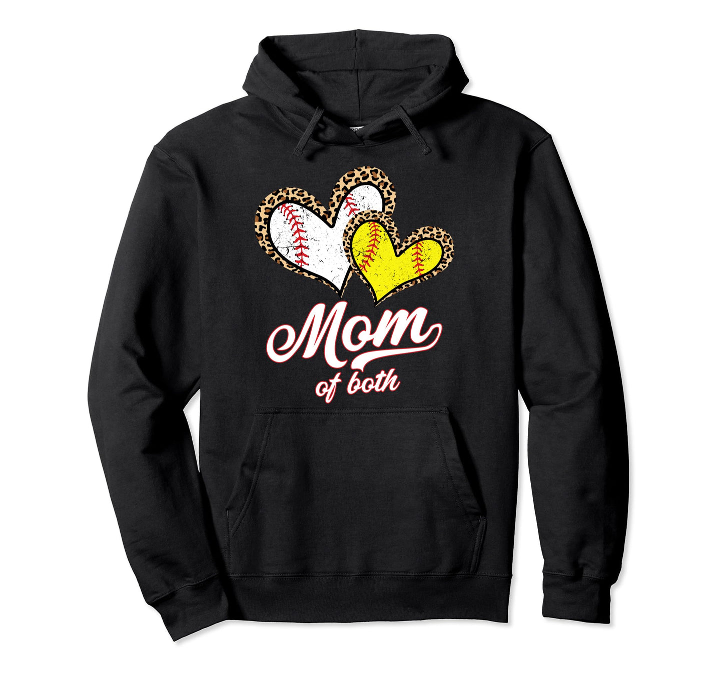 Mom Both Baseball Softball Leopard Hoodie - Streetwear Style Men Women - T-Shirt, Sweatshirt, Hoodie