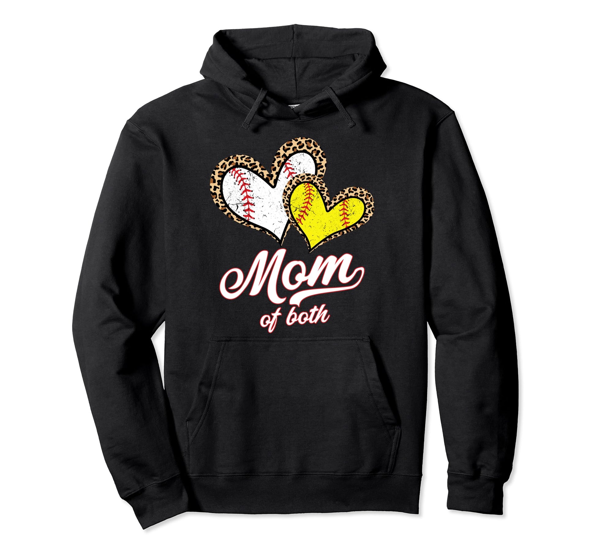 Mom Both Baseball Softball Leopard Hoodie - Streetwear Style Men Women - T-Shirt, Sweatshirt, Hoodie