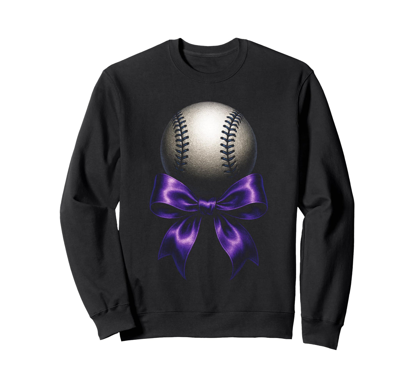 Baseball Mama Purple Bow Sport Festive Sweatshirt - Minimalist Print Unisex - T-Shirt, Sweatshirt, Hoodie
