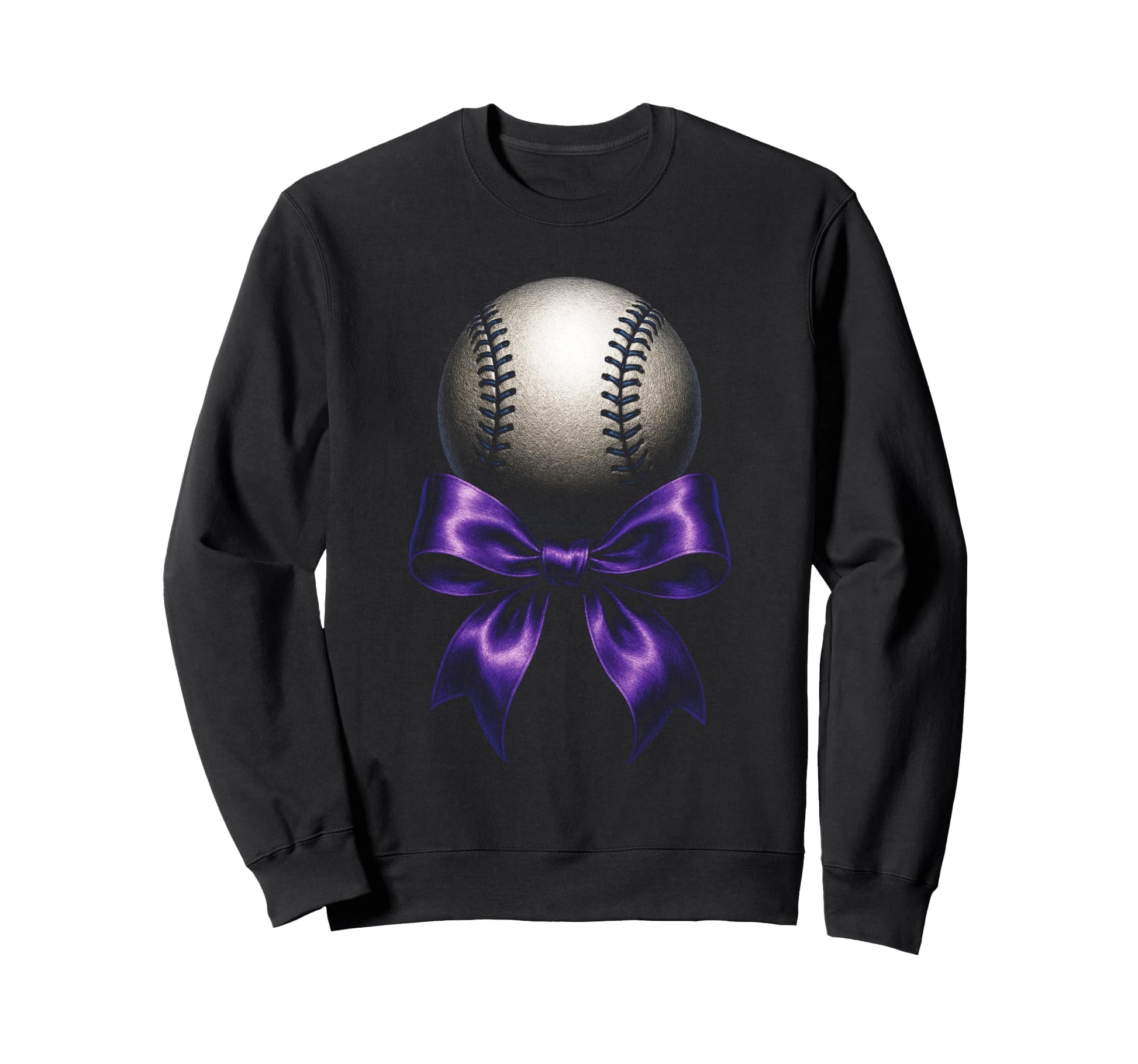 Baseball Mama Purple Bow Sport Festive Sweatshirt - Minimalist Print Unisex - T-Shirt, Sweatshirt, Hoodie