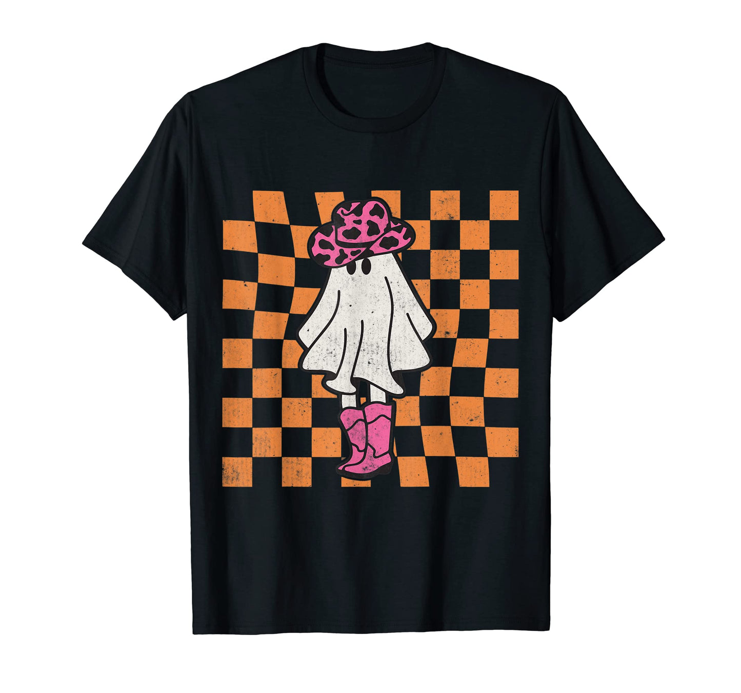 Cowgirl Ghost Western Checkered T-Shirt - Casual Everyday Wear Men Women - T-Shirt, Sweatshirt, Hoodie