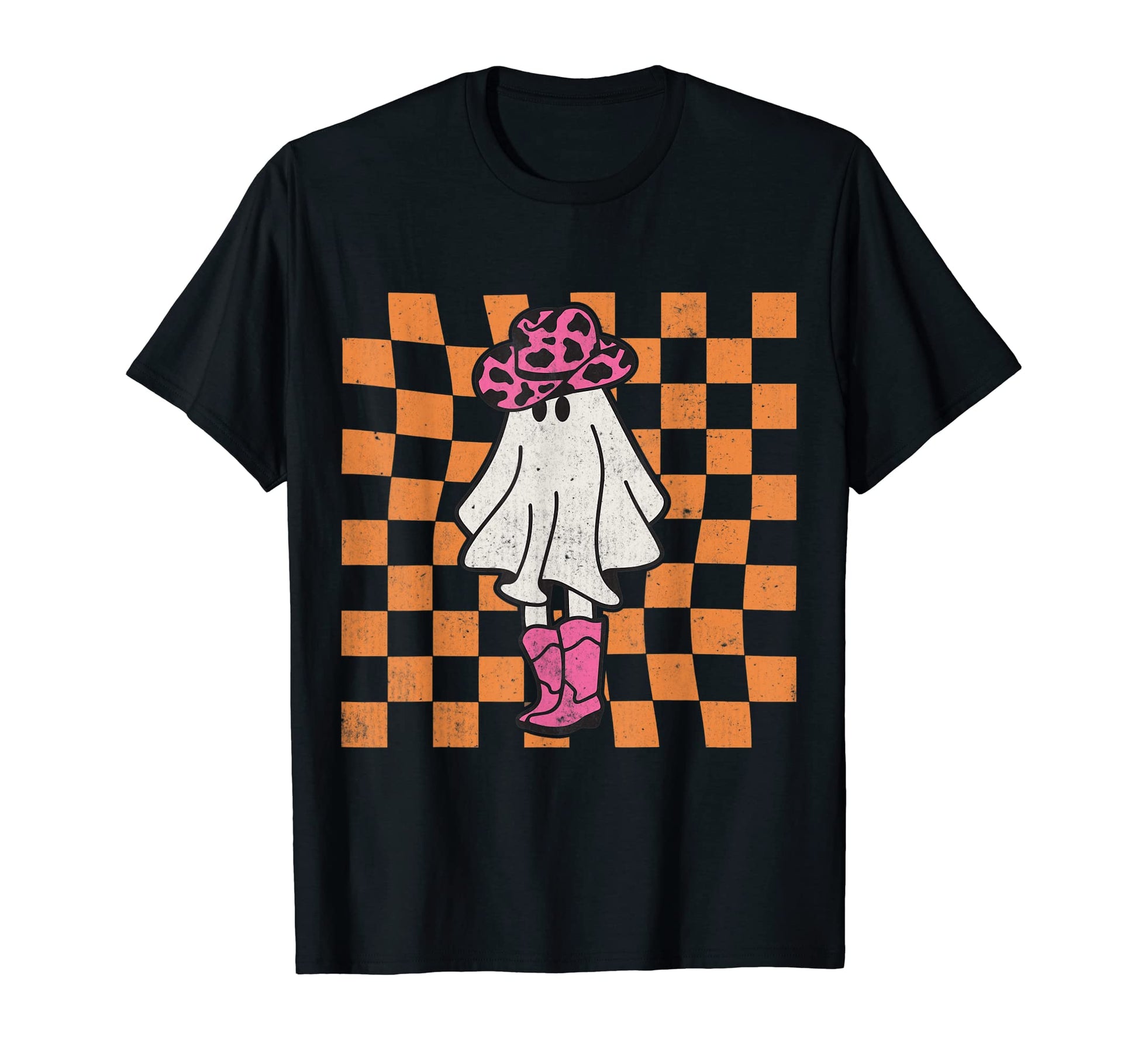 Cowgirl Ghost Western Checkered T-Shirt - Casual Everyday Wear Men Women - T-Shirt, Sweatshirt, Hoodie