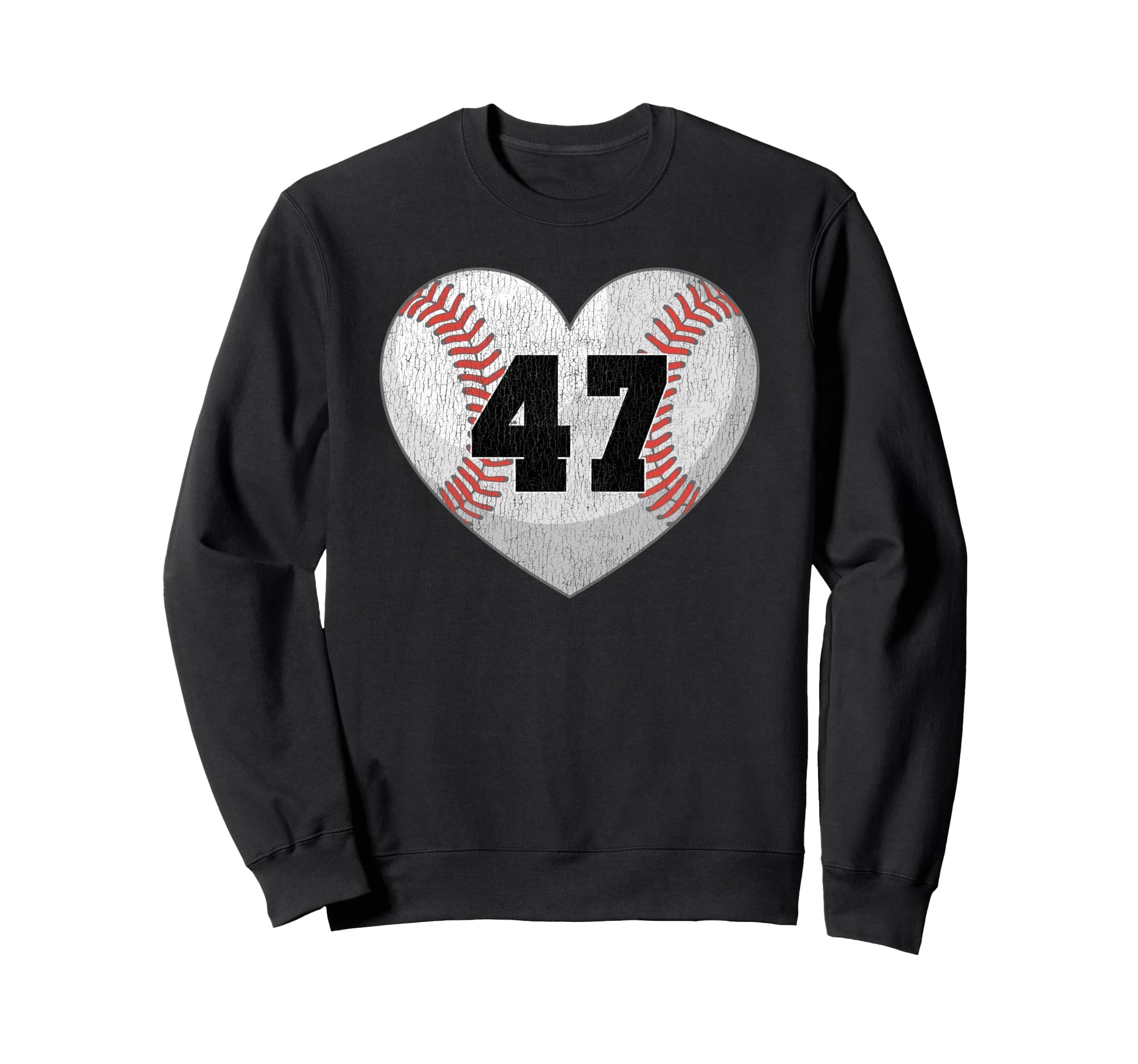Baseball Number 47 Distressed Sweatshirt - Novelty Apparel for Adults - T-Shirt, Sweatshirt, Hoodie