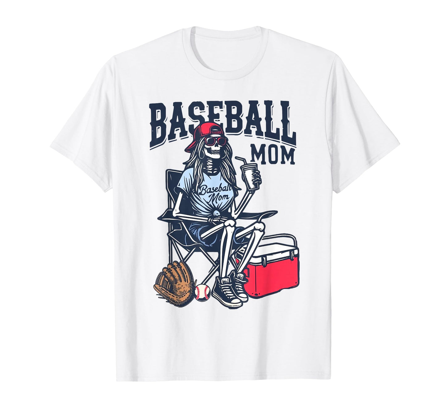 Baseball Mom Skeleton Halloween T-Shirt - Minimalist Print Men Women - T-Shirt, Sweatshirt, Hoodie