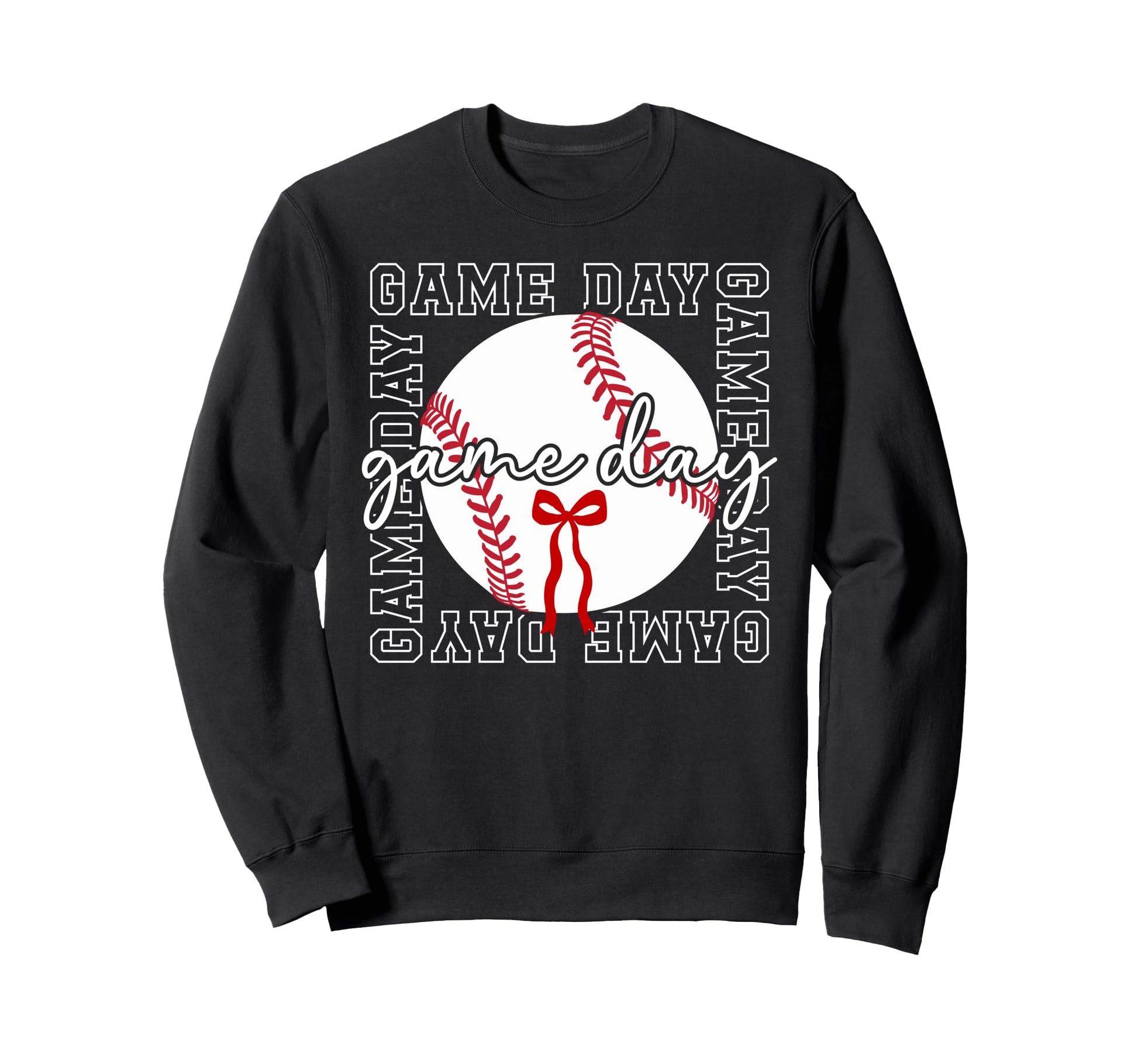 Game Day Baseball Bow Baseball Game Sweatshirt - Streetwear Style Unisex - T-Shirt, Sweatshirt, Hoodie