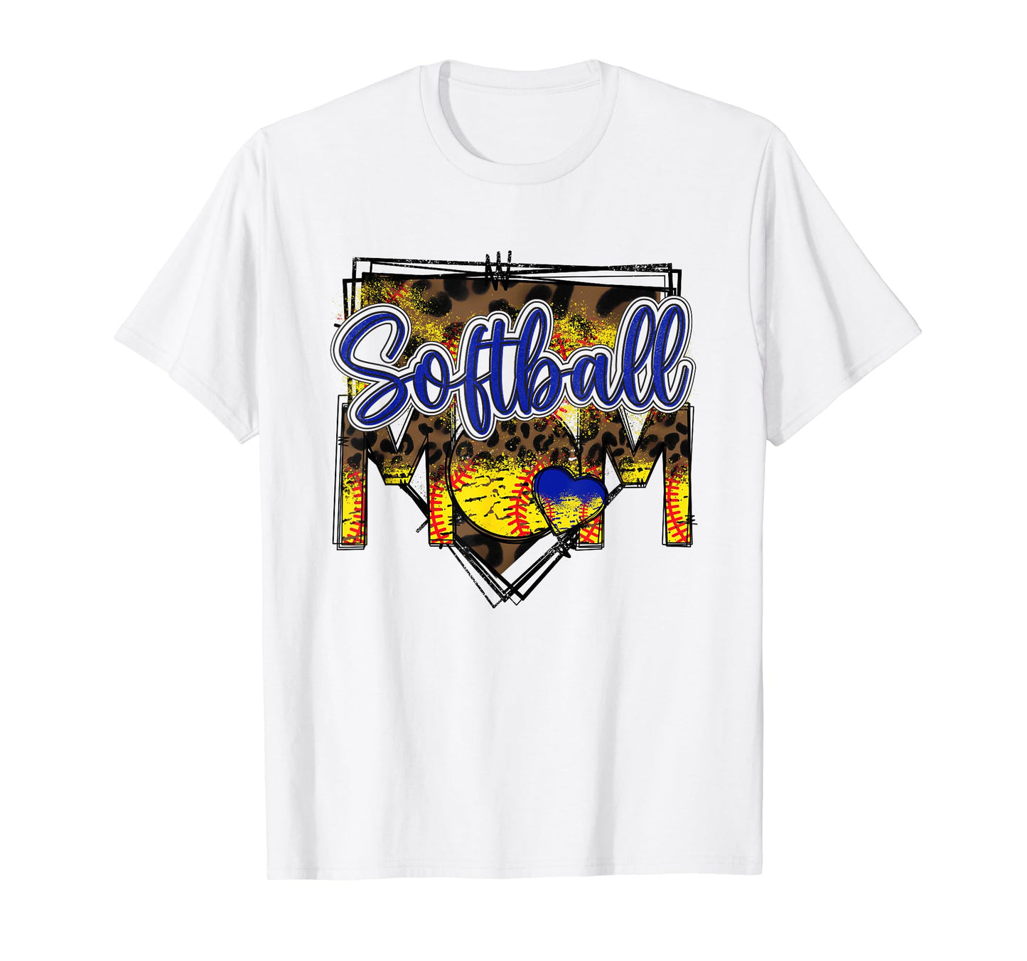 Softball Mom Leopard Funny Softball T-Shirt - Minimalist Print Men Women - T-Shirt, Sweatshirt, Hoodie