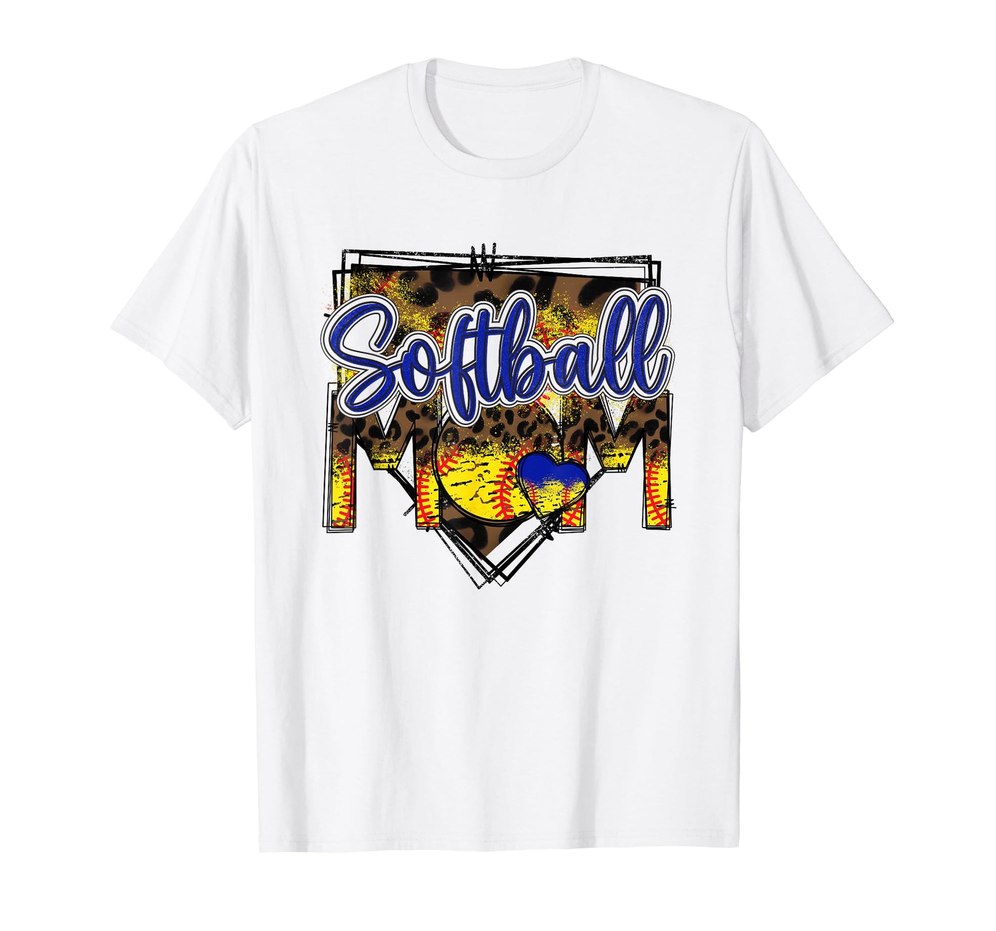 Softball Mom Leopard Funny Softball T-Shirt - Minimalist Print Men Women - T-Shirt, Sweatshirt, Hoodie