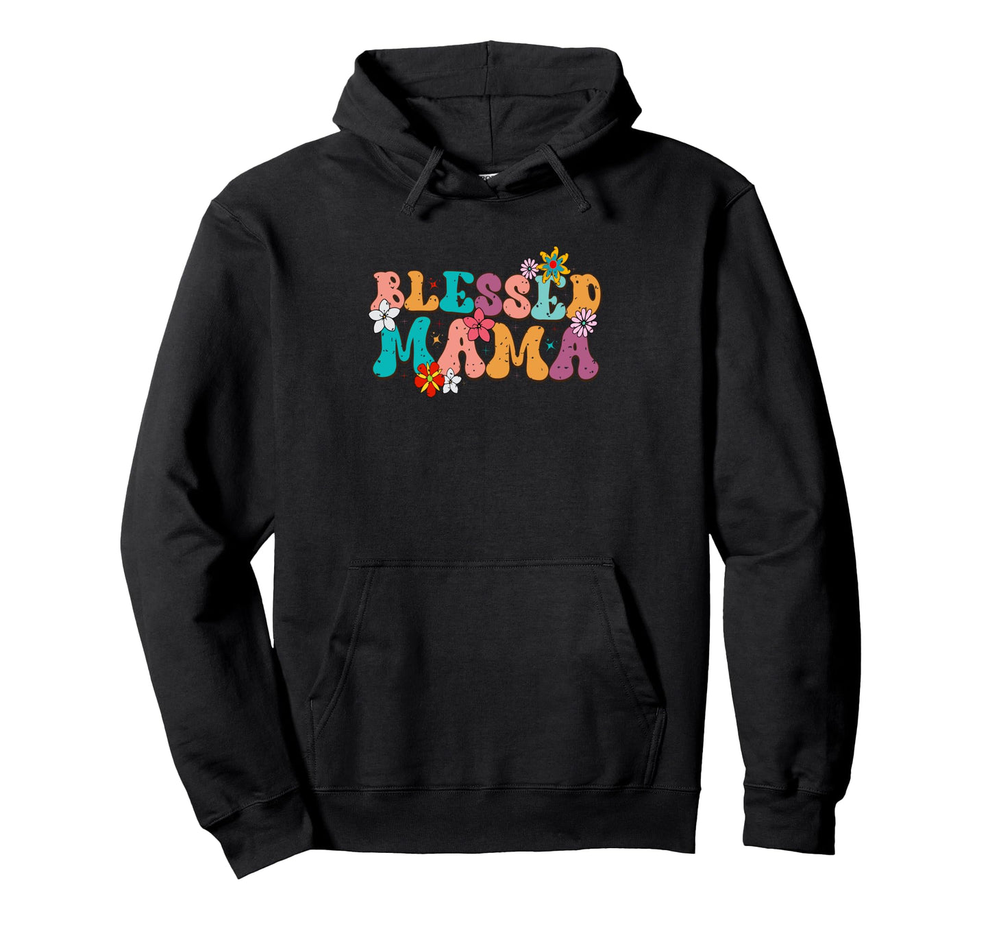 Blessed Mama Floral Typography Hoodie - Unique Graphic Unisex - T-Shirt, Sweatshirt, Hoodie