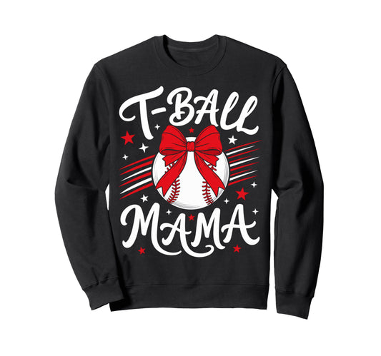 Baseball Bow T Ball Moms Sweatshirt - Trendy Graphic Men Women - T-Shirt, Sweatshirt, Hoodie