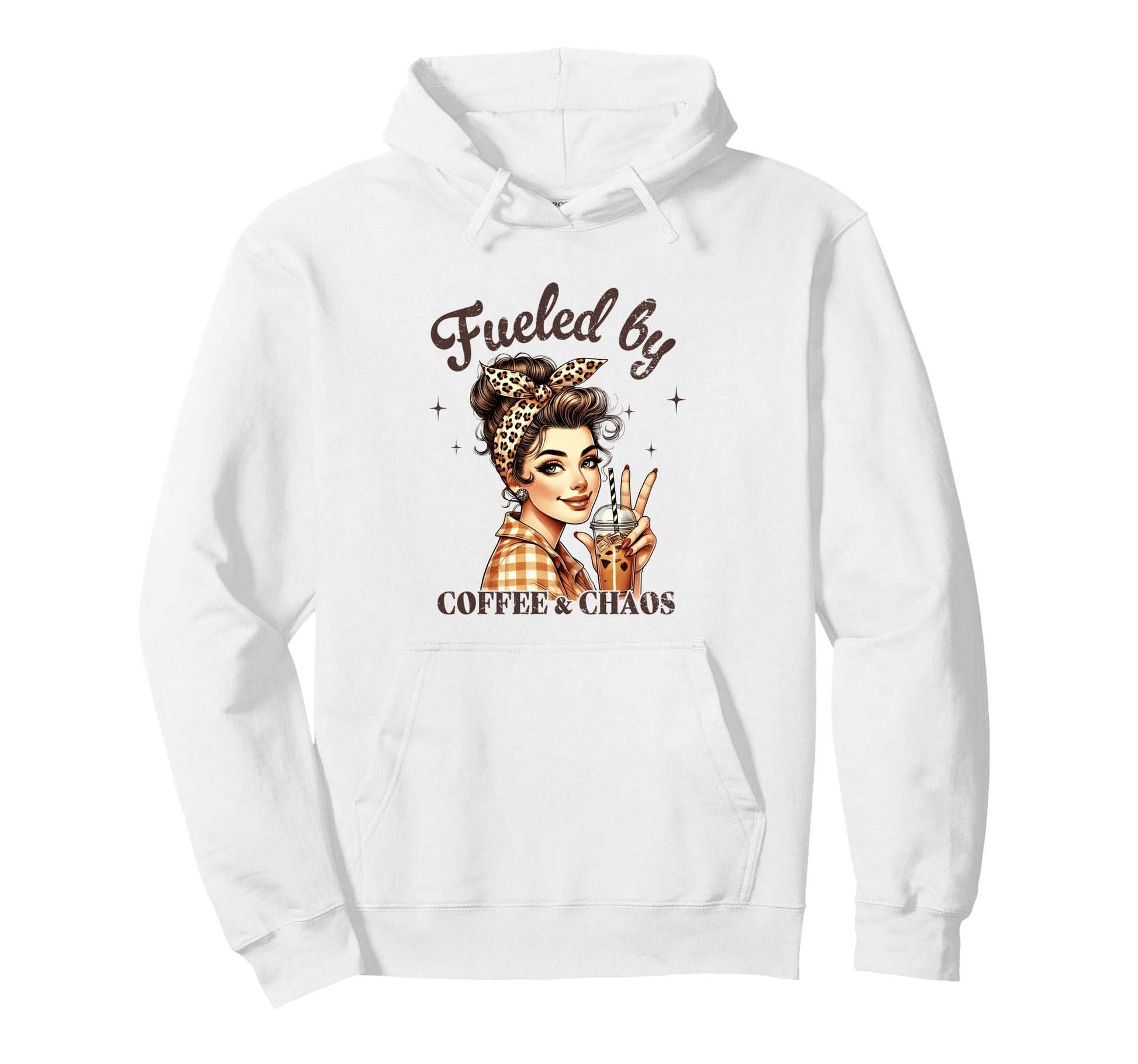 Fueled Coffee Chaos Funny Hoodie - Minimalist Print Unisex - T-Shirt, Sweatshirt, Hoodie