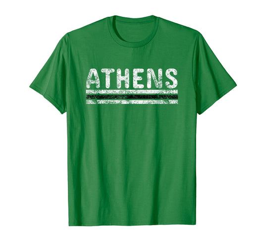 Athens Ohio Weathered Stripe Throwback T-Shirt - Novelty Apparel Men Women - T-Shirt, Sweatshirt, Hoodie
