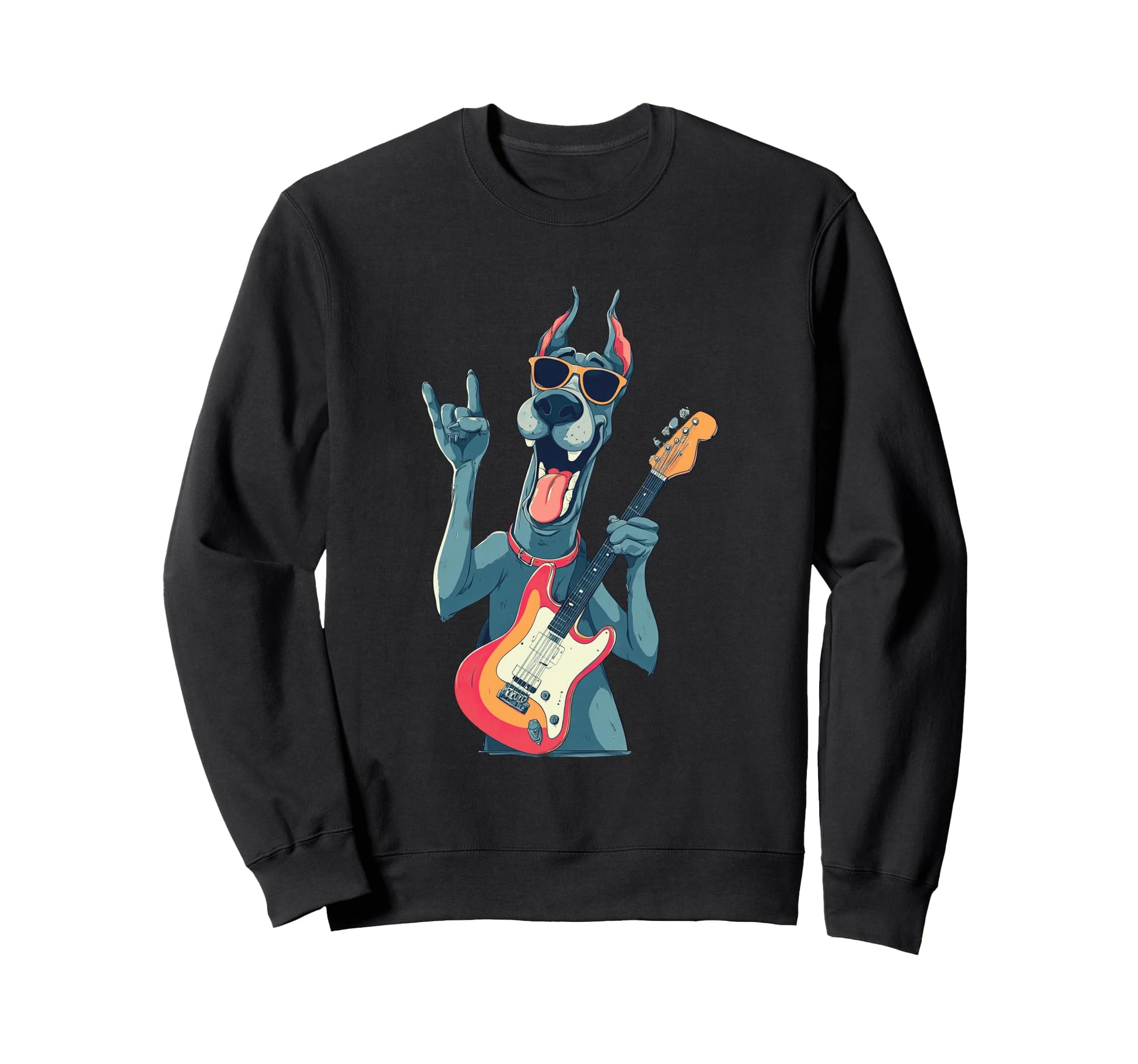 Funny Rock Dog Cartoon Pet Lover Guitar Sweatshirt - Trendy Graphic Unisex - T-Shirt, Sweatshirt, Hoodie