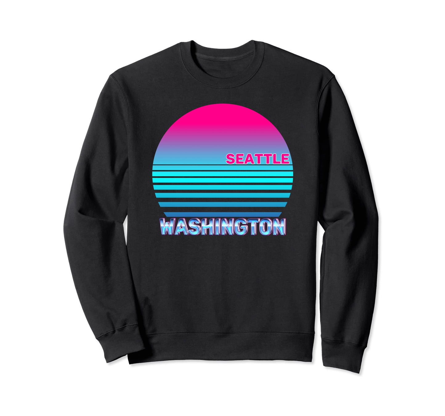 Seattle Washington Vaporwave 1980S Sweatshirt - Minimalist Print Men Women - T-Shirt, Sweatshirt, Hoodie