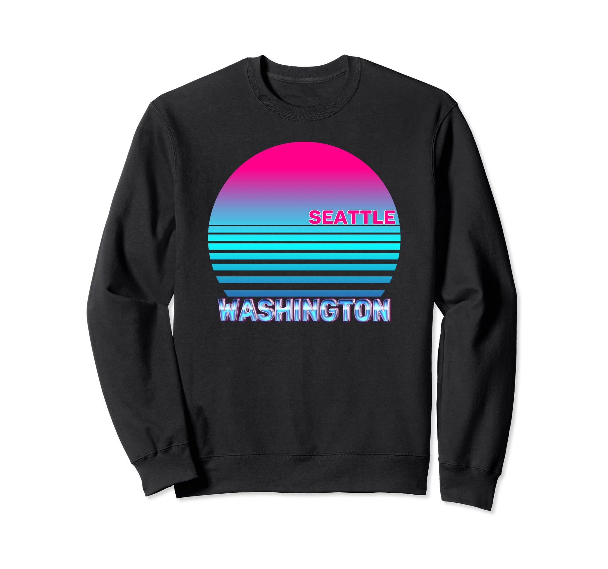 Seattle Washington Vaporwave 1980S Sweatshirt - Minimalist Print Men Women - T-Shirt, Sweatshirt, Hoodie