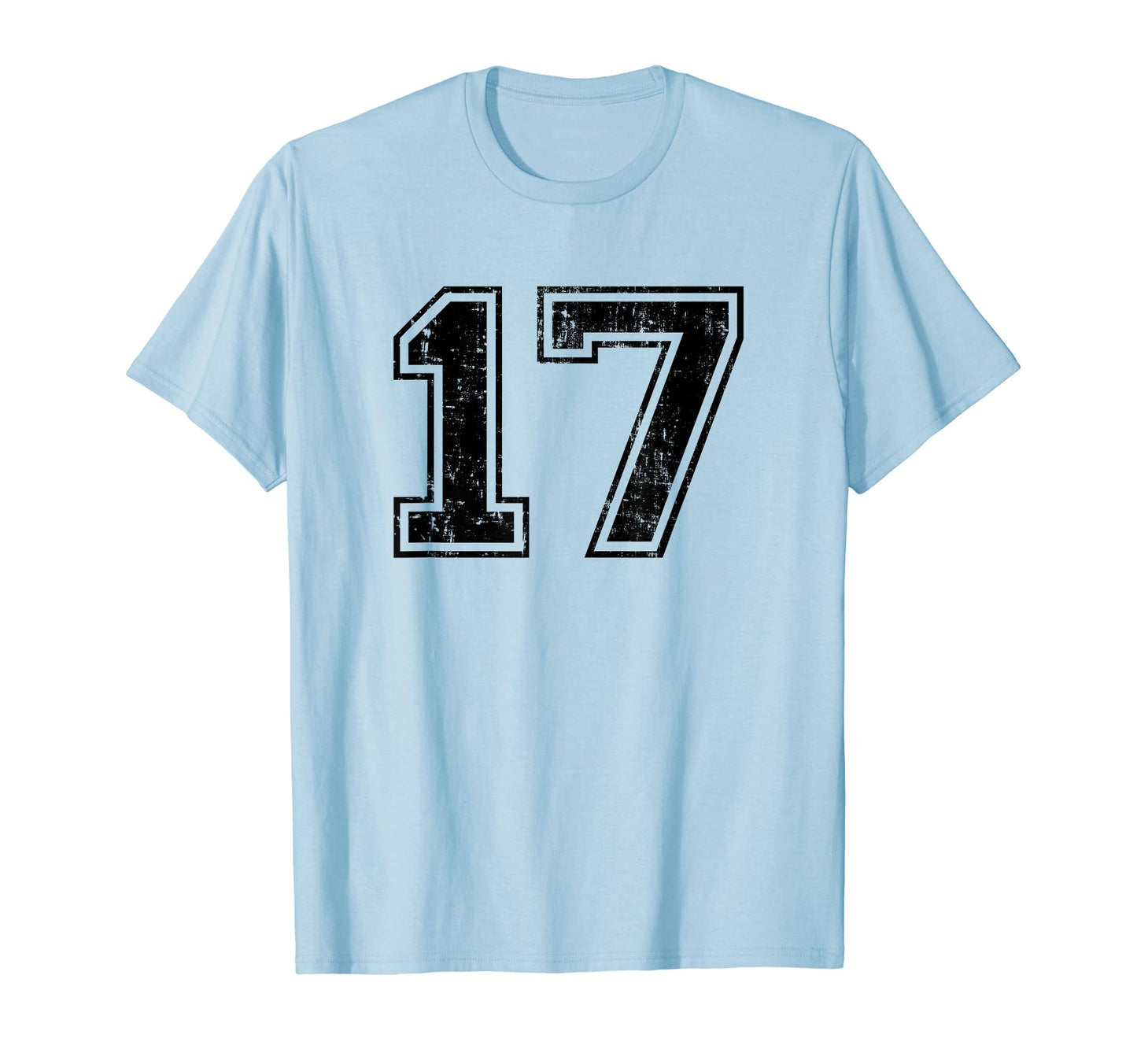 Number 17 Varsity Distressed Sport Team T-Shirt - Trendy Graphic Unisex - T-Shirt, Sweatshirt, Hoodie