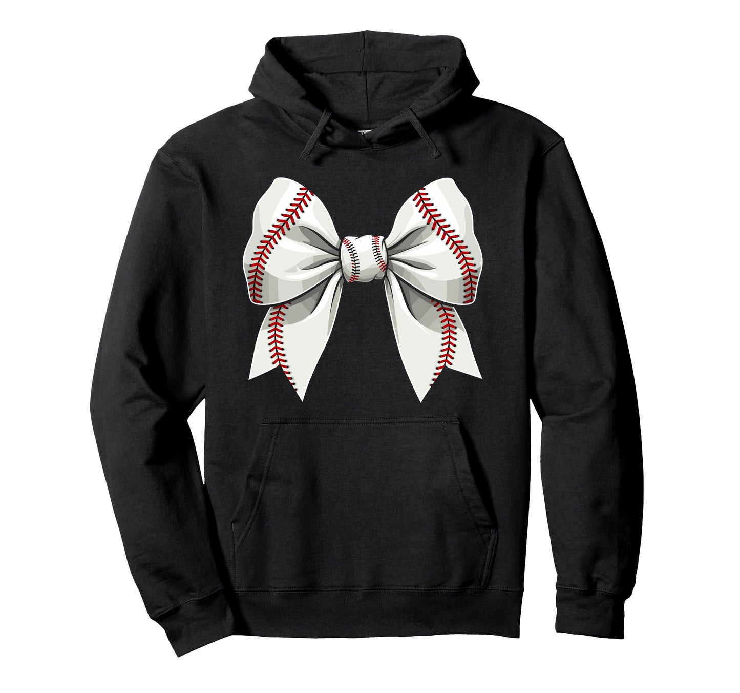 Baseball Coquette Bow Baseball Mom Ribbon Hoodie - Unique Graphic Unisex - T-Shirt, Sweatshirt, Hoodie