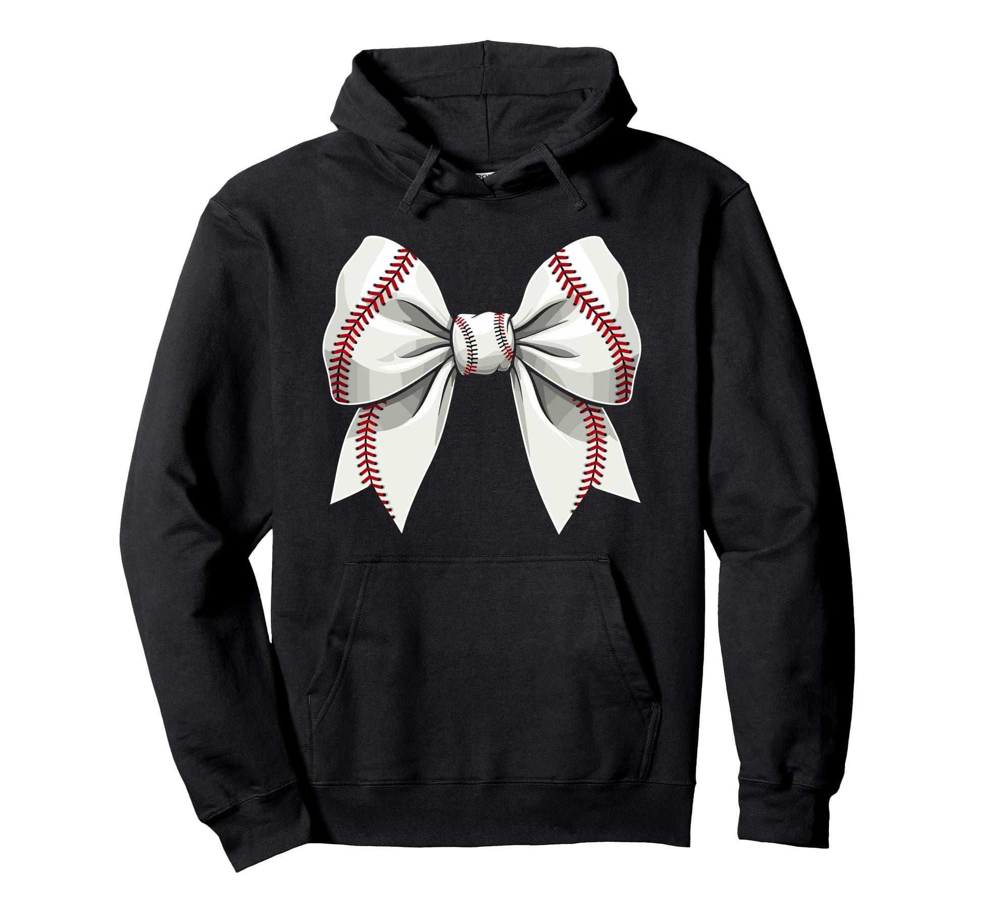 Baseball Coquette Bow Baseball Mom Ribbon Hoodie - Unique Graphic Unisex - T-Shirt, Sweatshirt, Hoodie