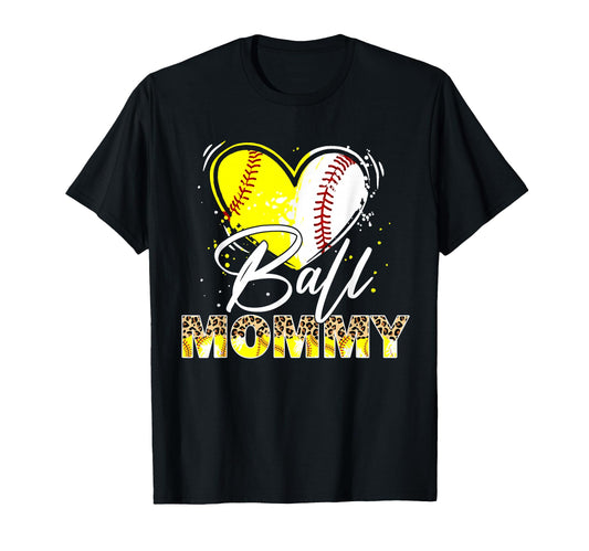 Ball Mommy Leopard Baseball Softball T-Shirt - Novelty Apparel for Adults - T-Shirt, Sweatshirt, Hoodie