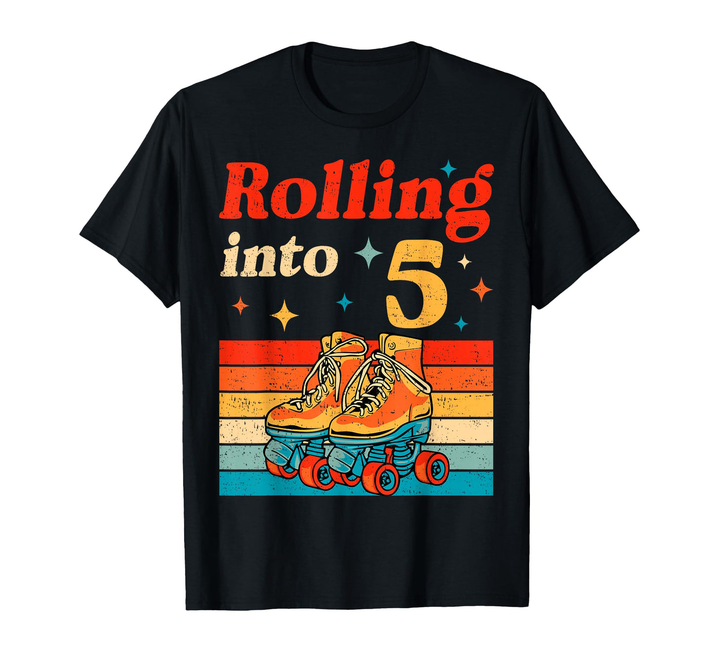 Rolling Into 5 Years Old Roller Skater T-Shirt - Minimalist Print Unisex - T-Shirt, Sweatshirt, Hoodie