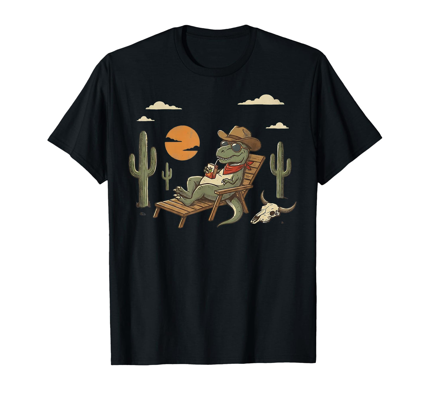 Funny Cowboy Dinosaur Western T-Shirt - Minimalist Print for Adults - T-Shirt, Sweatshirt, Hoodie