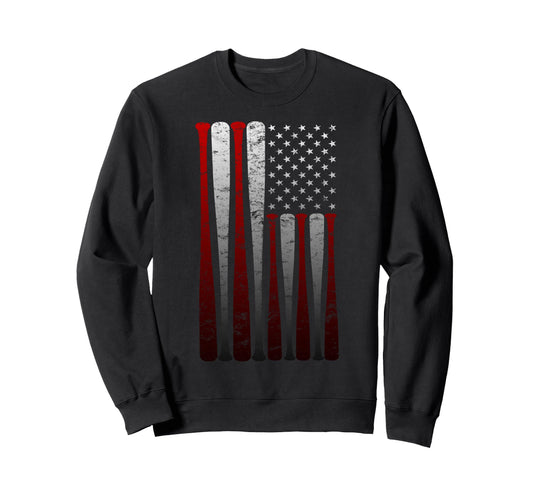 American Flag Summer Softball Sweatshirt - Minimalist Print Unisex - T-Shirt, Sweatshirt, Hoodie