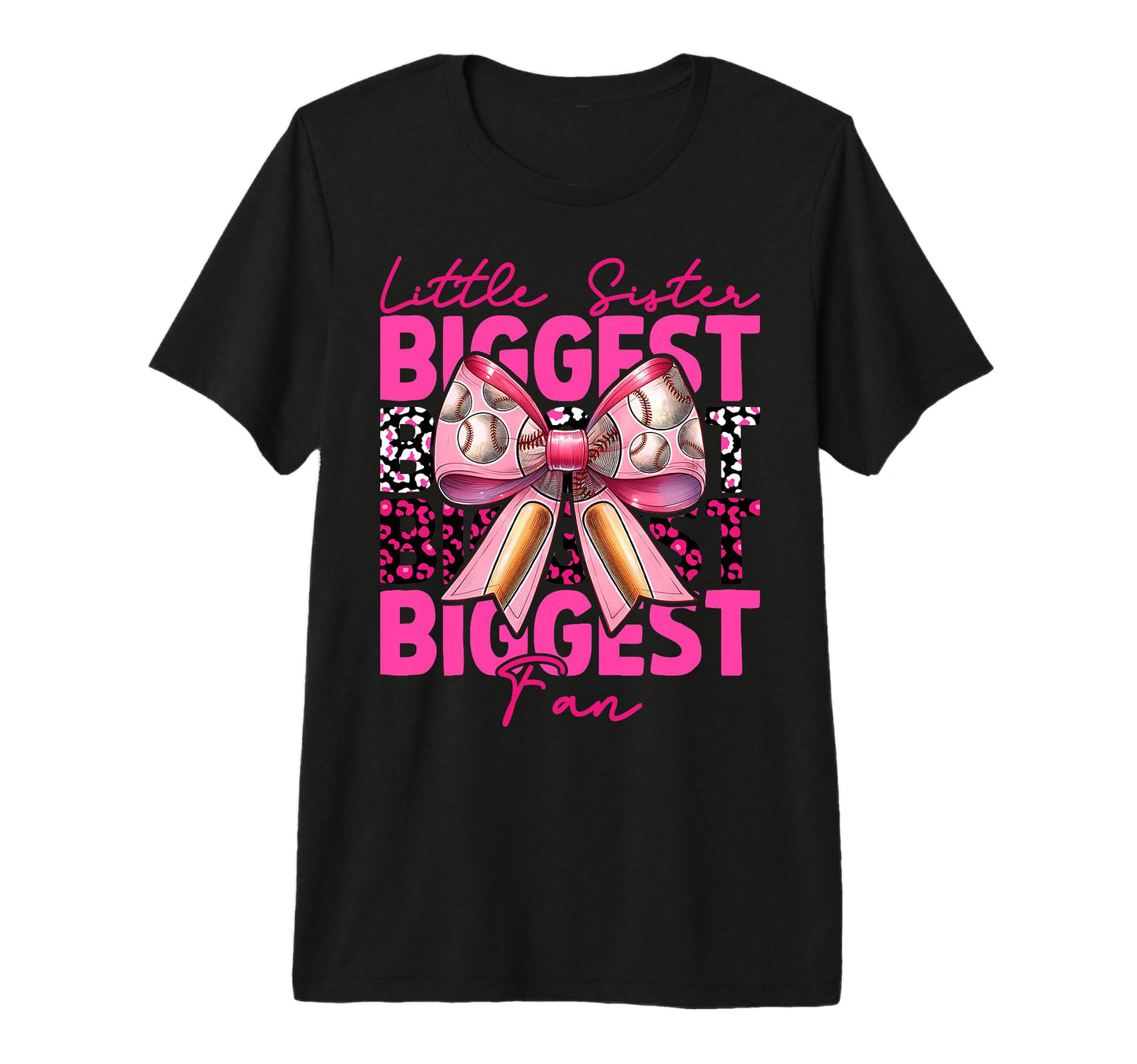 Baseball Sister Coquette Bow Little T-Shirt - Custom Art Print Unisex - T-Shirt, Sweatshirt, Hoodie