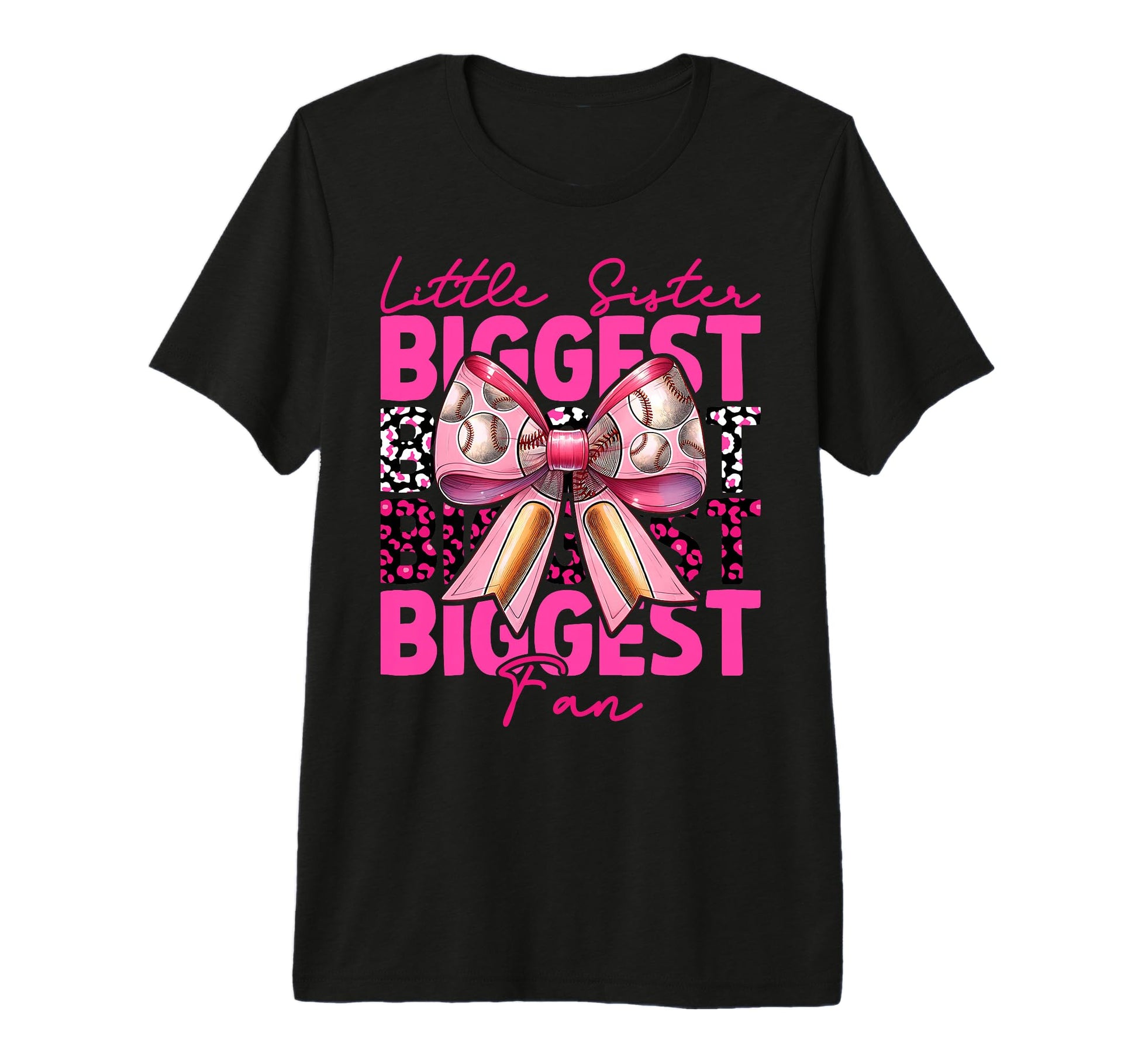 Baseball Sister Coquette Bow Little T-Shirt - Custom Art Print Unisex - T-Shirt, Sweatshirt, Hoodie