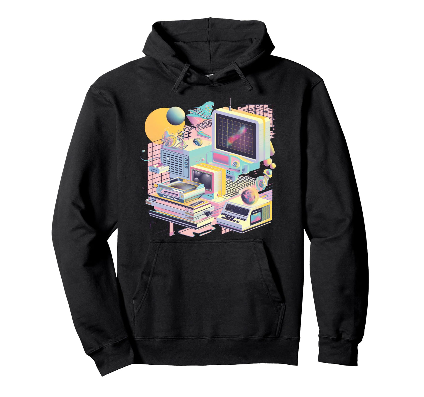 Futuristic Synthwave Aesthetic Hoodie - Casual Everyday Wear for Adults - T-Shirt, Sweatshirt, Hoodie