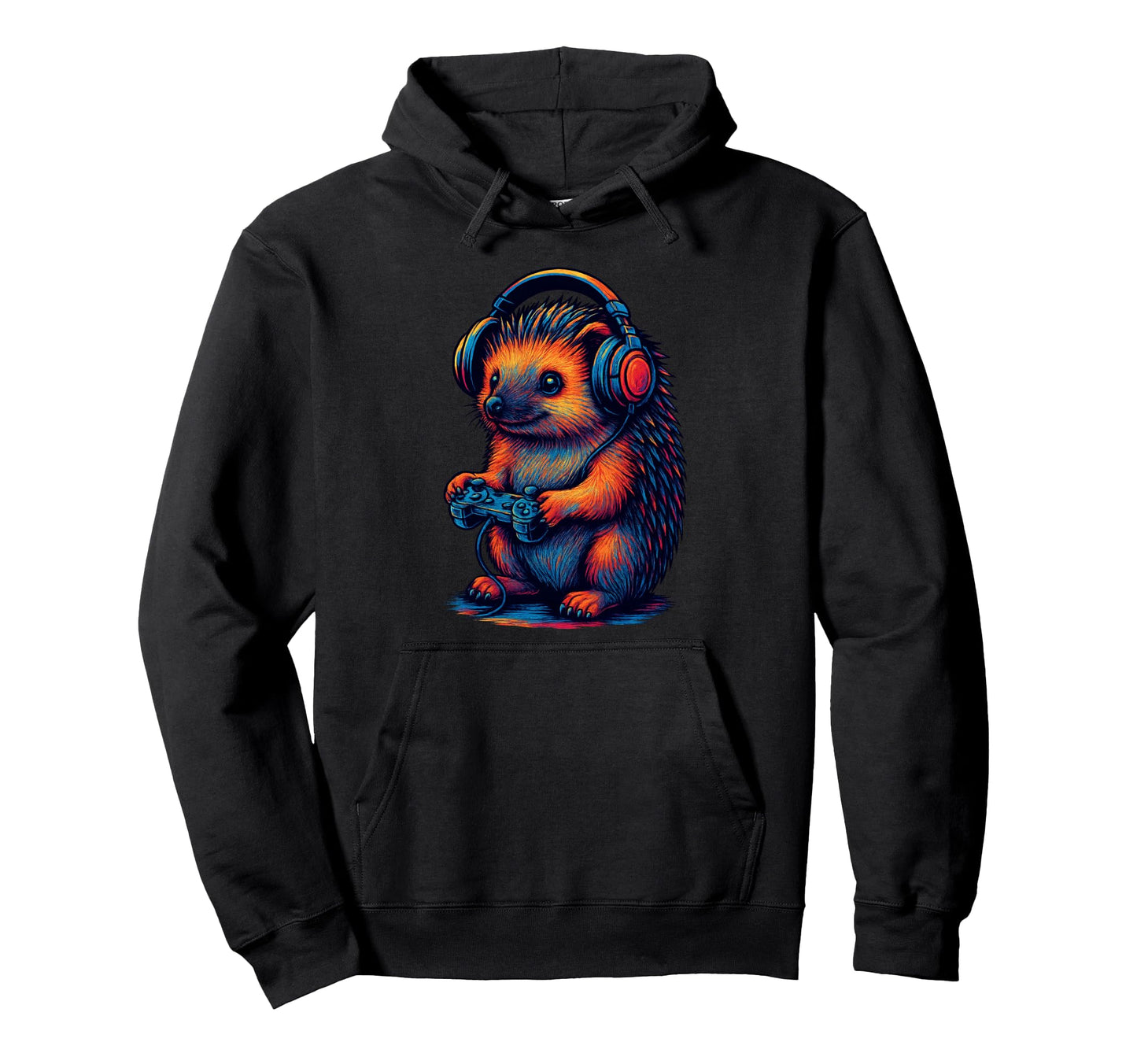 Hedgehog Gamer Gaming Pet Lover Hoodie - Unique Graphic Men Women - T-Shirt, Sweatshirt, Hoodie