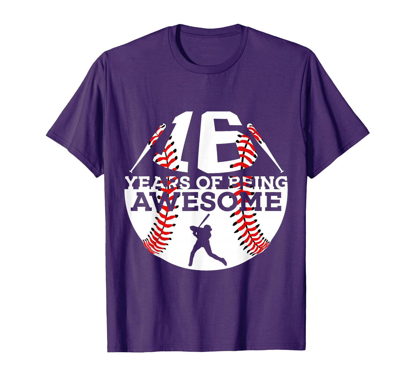 16 Years Being Awesome Baseball 16Th T-Shirt - Graphic Print for Adults - T-Shirt, Sweatshirt, Hoodie