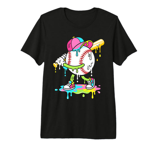 Baseball Dripping Paint Splash T-Shirt - Aesthetic Graphic for Adults - T-Shirt, Sweatshirt, Hoodie