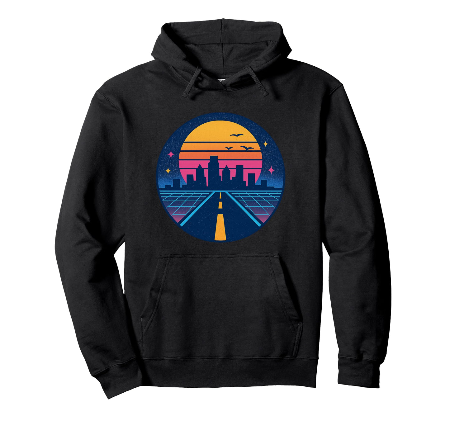 Road Sunset 70S 80S Nostalgic Synthwave Hoodie - Unique Graphic Men Women - T-Shirt, Sweatshirt, Hoodie