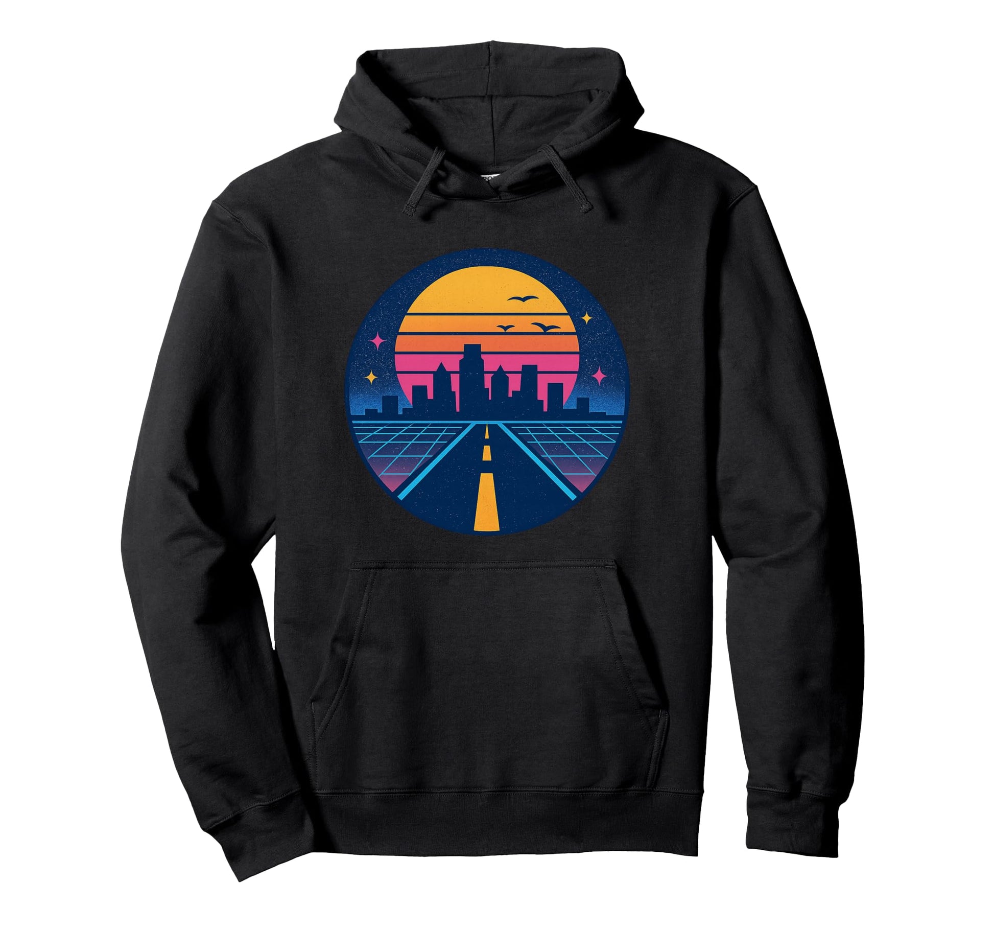 Road Sunset 70S 80S Nostalgic Synthwave Hoodie - Unique Graphic Men Women - T-Shirt, Sweatshirt, Hoodie