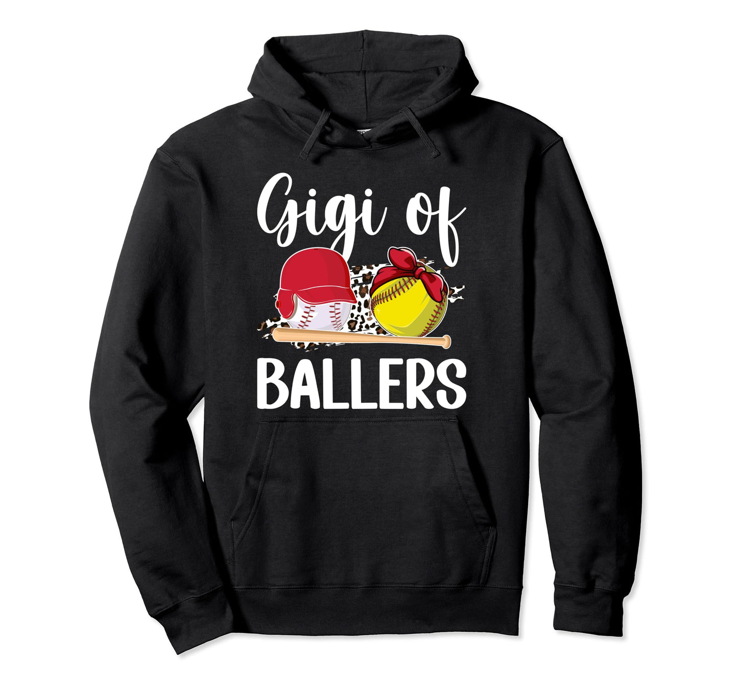 Gigi Ballers Leopard Softball Baseball Hoodie - Minimalist Print Men Women - T-Shirt, Sweatshirt, Hoodie