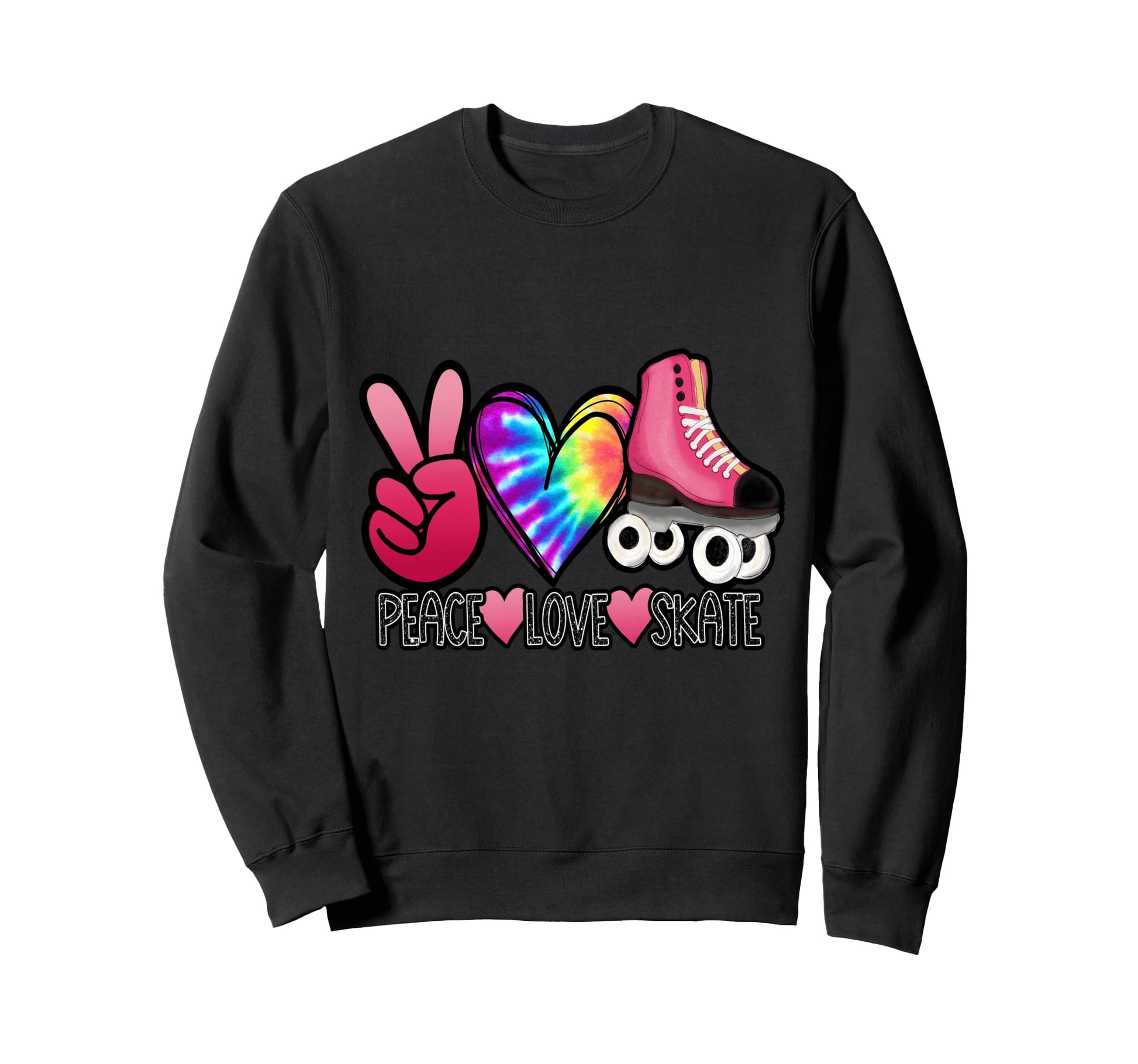 Peace Love Skate Roller Skating Sweatshirt - Fun Novelty Design for Adults - T-Shirt, Sweatshirt, Hoodie