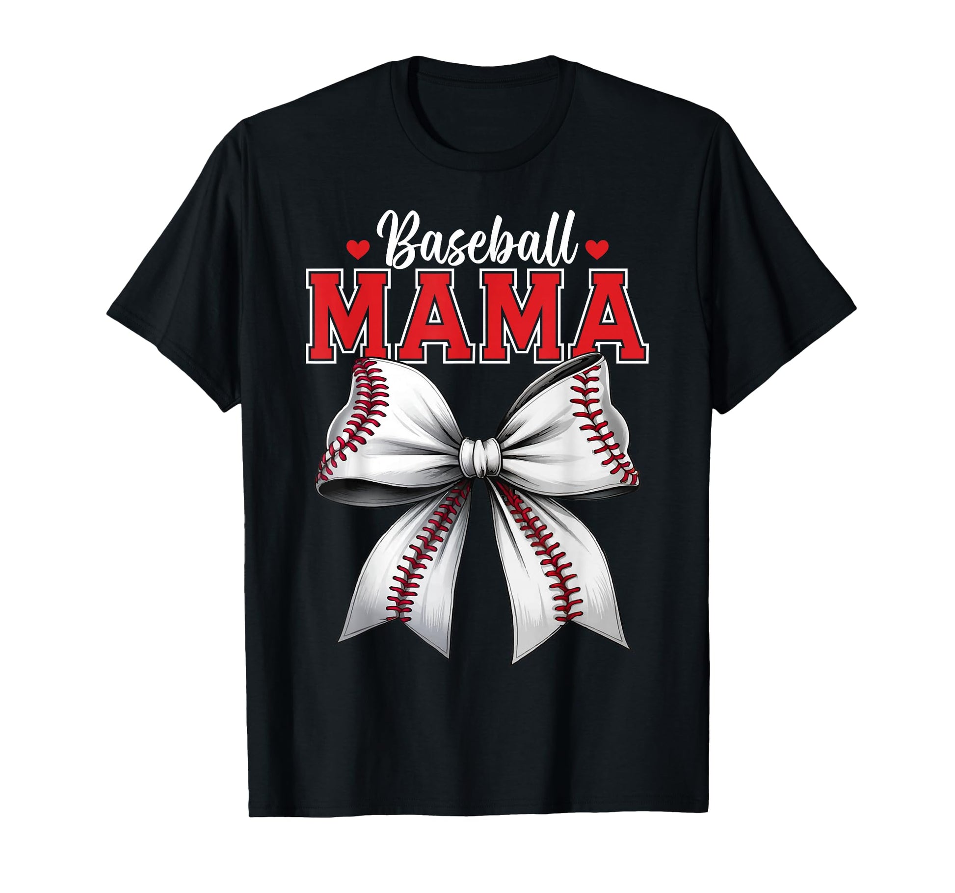 Baseball Mama Coquette Ribbon Bow Mothers T-Shirt - Trendy Graphic Unisex - T-Shirt, Sweatshirt, Hoodie