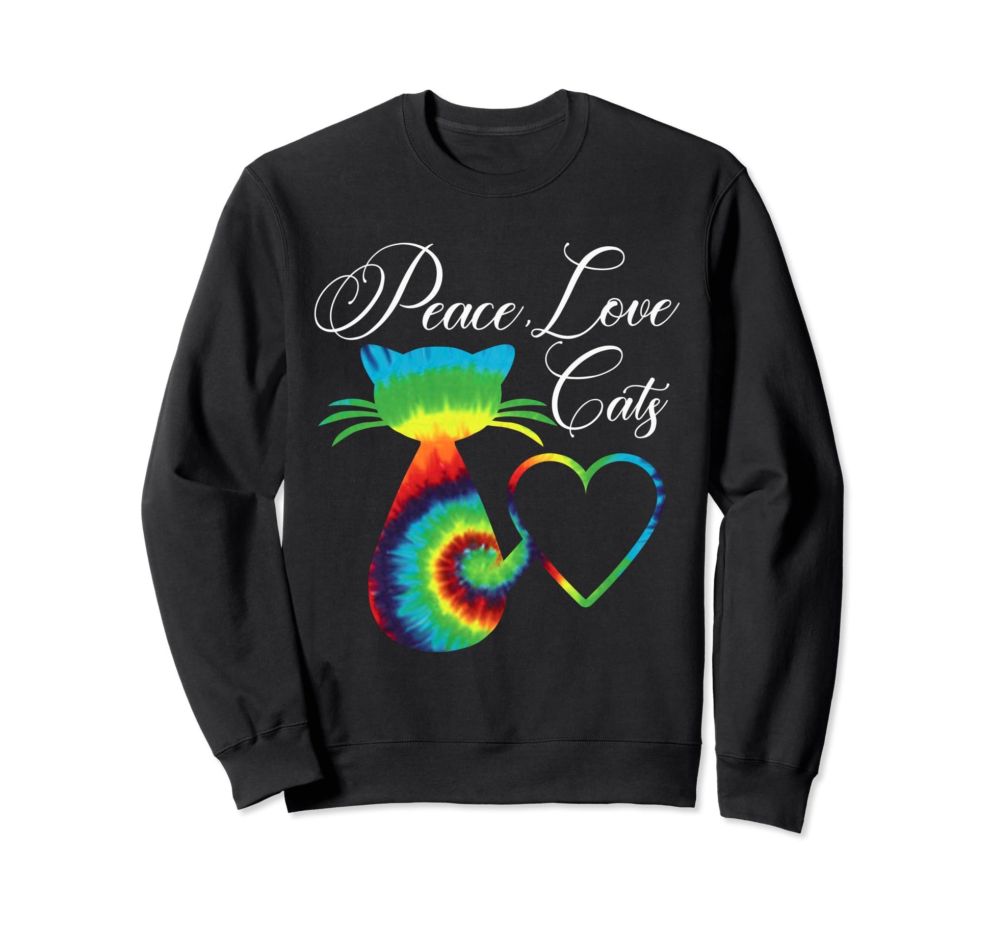 Tie Dye Cat Gifts Cat Lovers Peace Love Sweatshirt - Graphic Print Unisex - T-Shirt, Sweatshirt, Hoodie