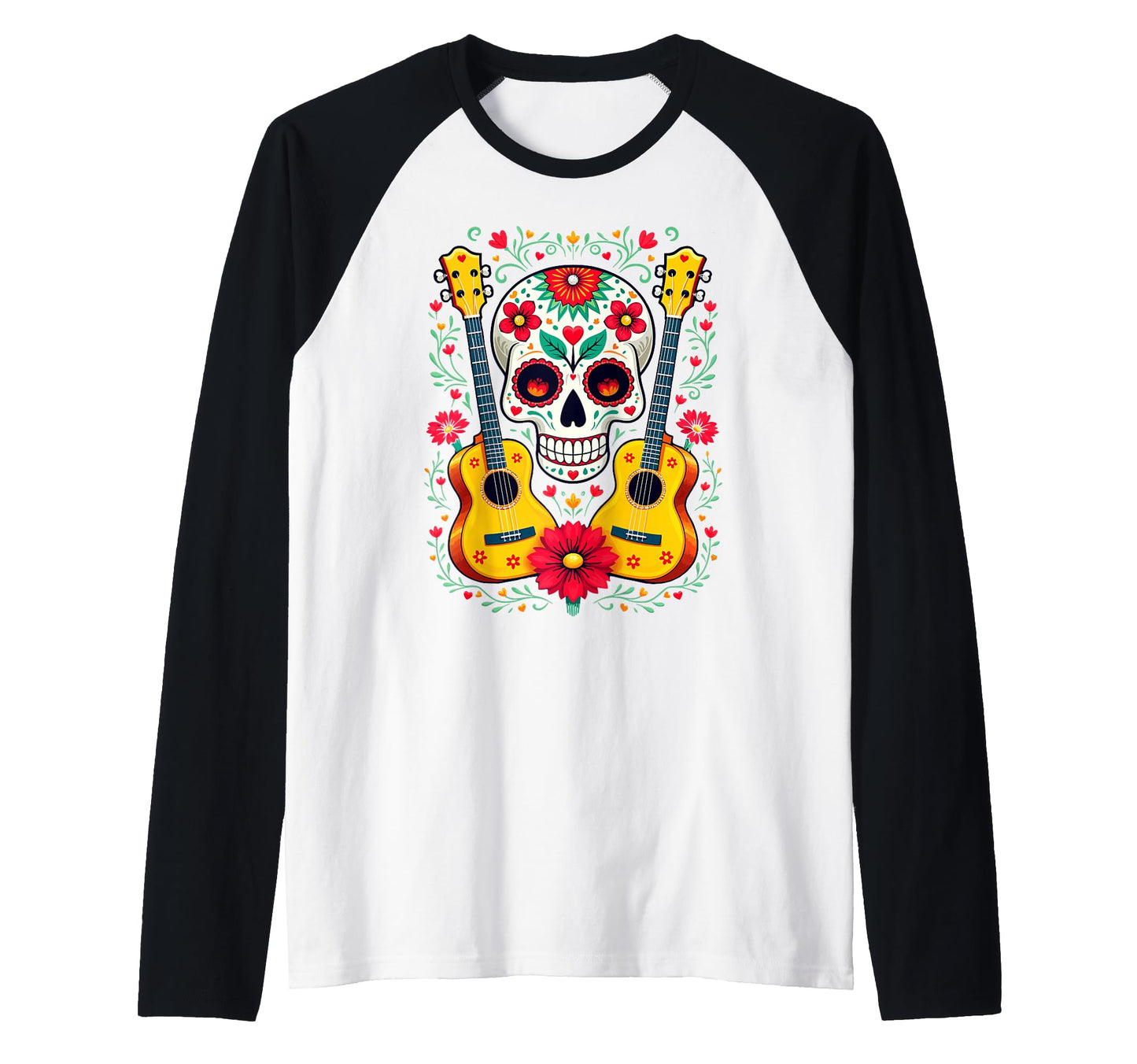 Guitars Skull Flowers Music Band Sweatshirt - Custom Art Print for Adults - T-Shirt, Sweatshirt, Hoodie