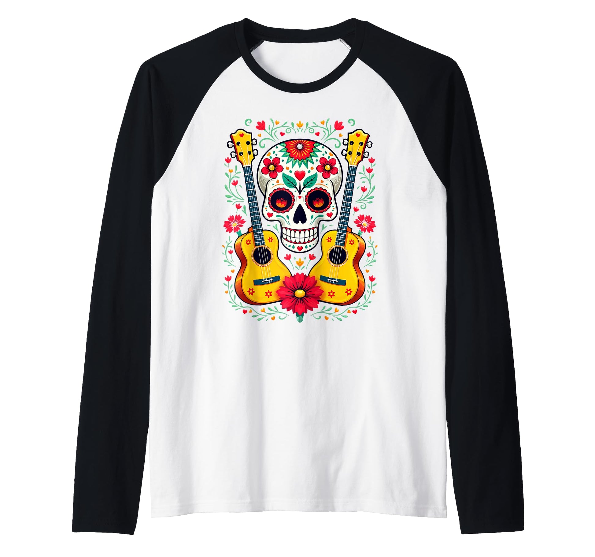 Guitars Skull Flowers Music Band Sweatshirt - Custom Art Print for Adults - T-Shirt, Sweatshirt, Hoodie