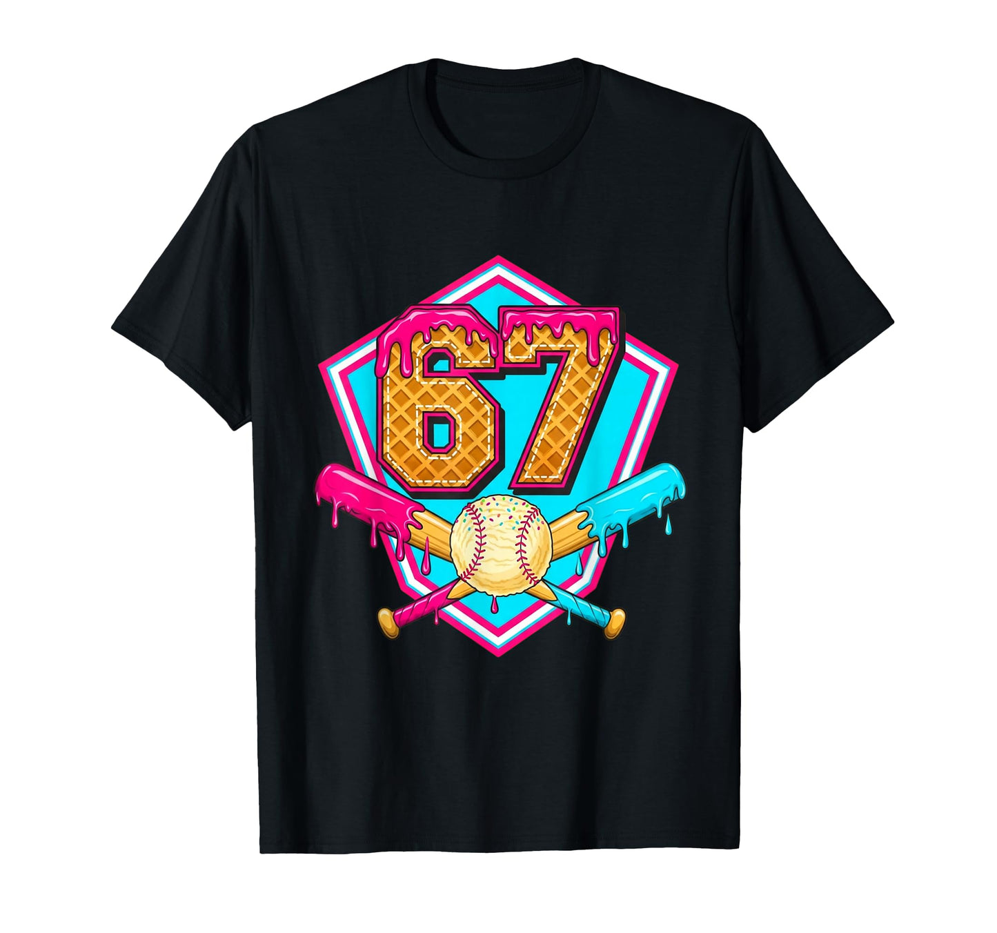 Baseball Drip Jersey Number 67 T-Shirt - Aesthetic Graphic for Adults - T-Shirt, Sweatshirt, Hoodie