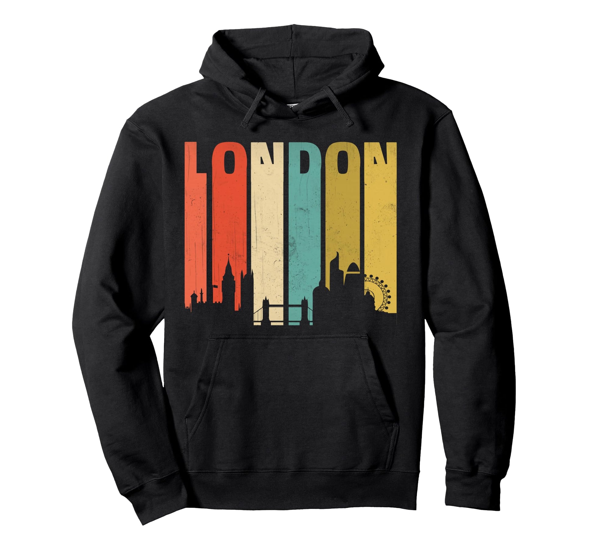 London Souvenir Stripes London Skyline Hoodie - Unique Graphic for Adults - T-Shirt, Sweatshirt, Hoodie