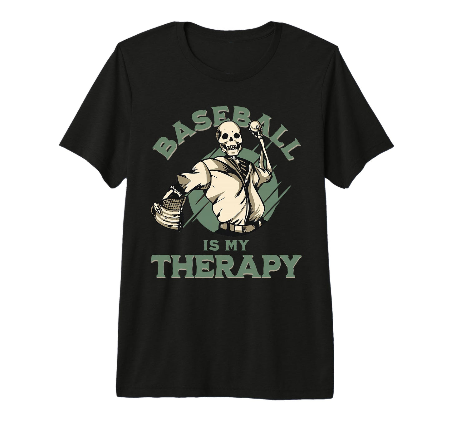 Skull Pitcher Baseball Therapy Funny Tri T-Shirt - Unique Graphic Unisex - T-Shirt, Sweatshirt, Hoodie