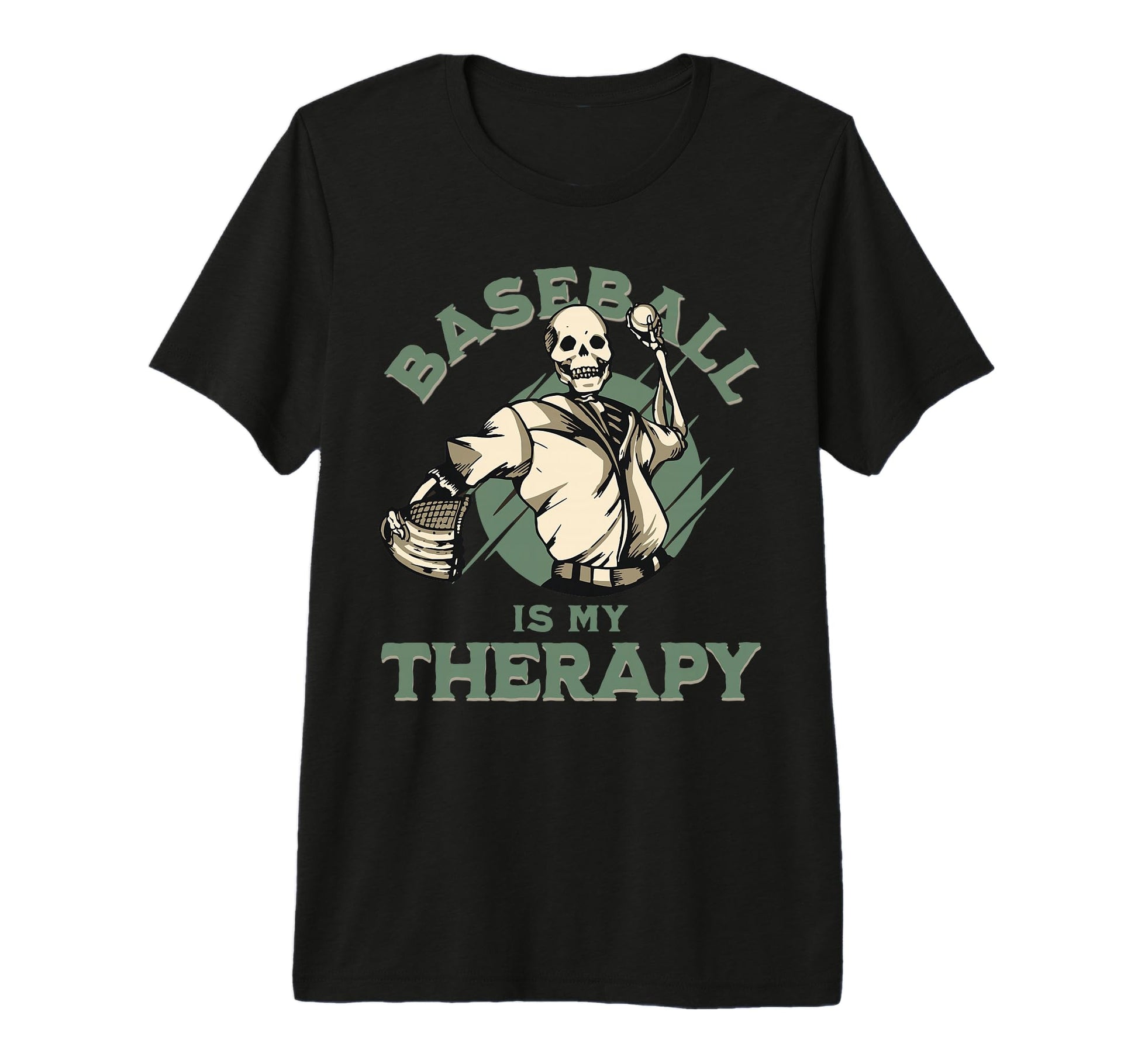 Skull Pitcher Baseball Therapy Funny Tri T-Shirt - Unique Graphic Unisex - T-Shirt, Sweatshirt, Hoodie