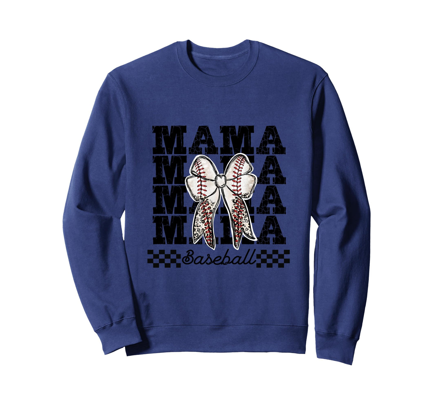 Baseball Mama Coquette Varsity Checkered Sweatshirt - Graphic Print Unisex - T-Shirt, Sweatshirt, Hoodie