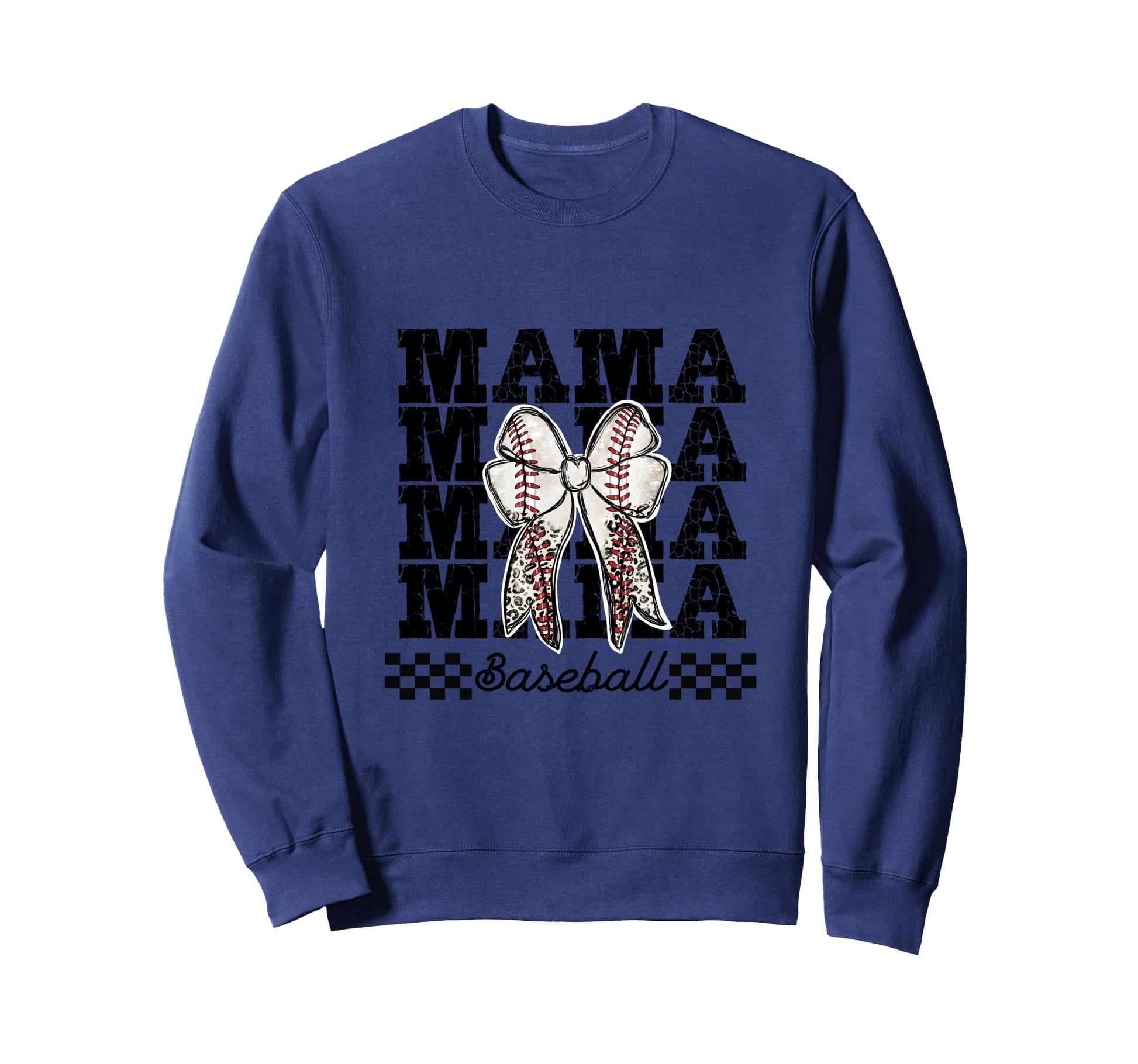 Baseball Mama Coquette Varsity Checkered Sweatshirt - Graphic Print Unisex - T-Shirt, Sweatshirt, Hoodie