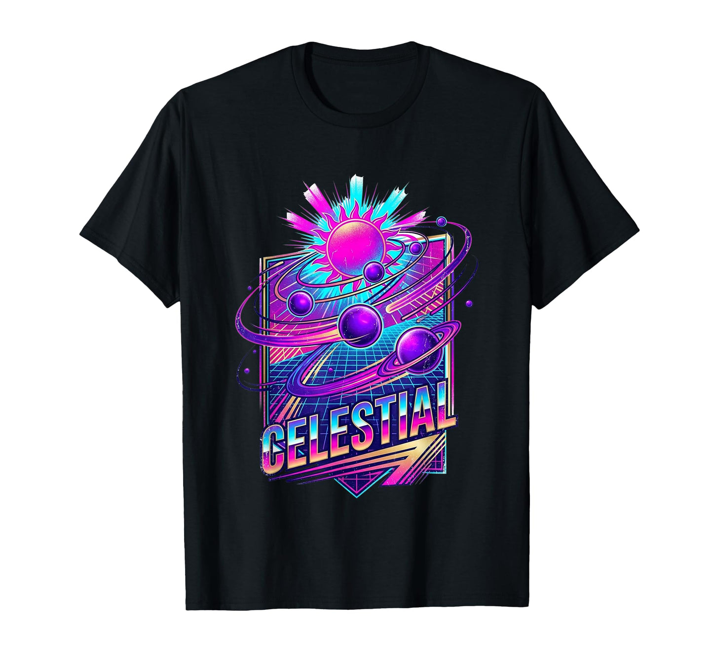 Celestial Retrowave Solar System 80S T-Shirt - Aesthetic Graphic Unisex - T-Shirt, Sweatshirt, Hoodie