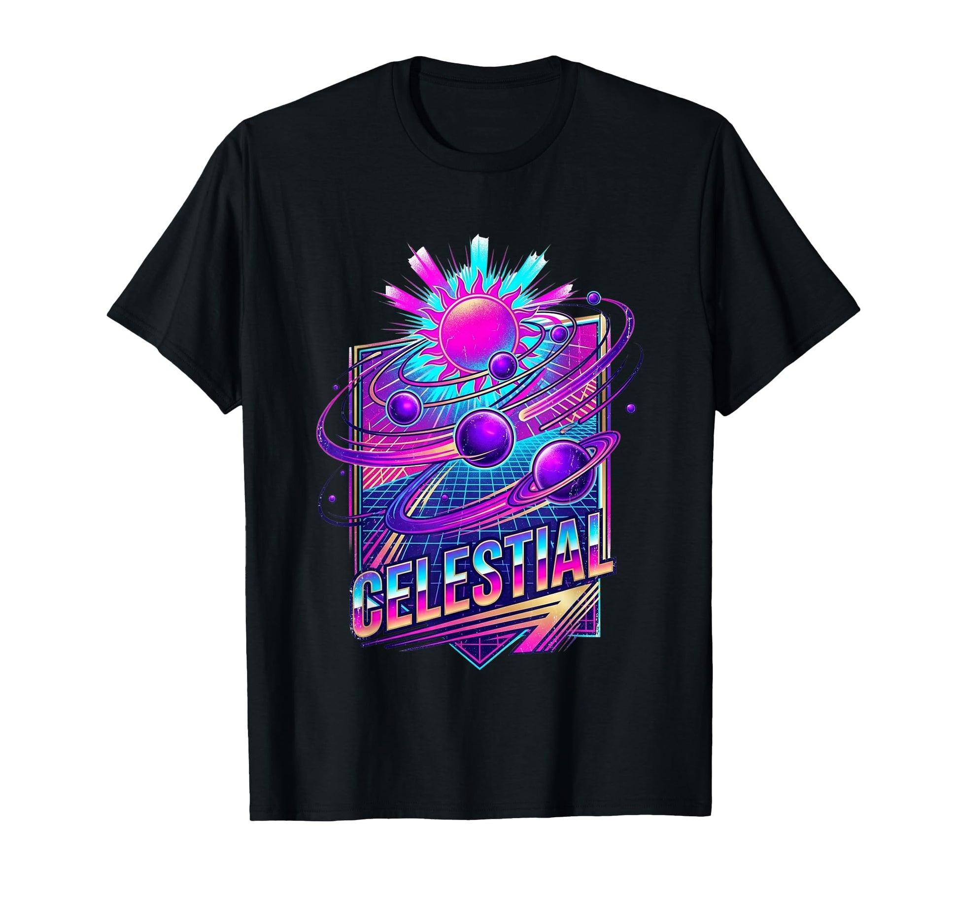 Celestial Retrowave Solar System 80S T-Shirt - Aesthetic Graphic Unisex - T-Shirt, Sweatshirt, Hoodie